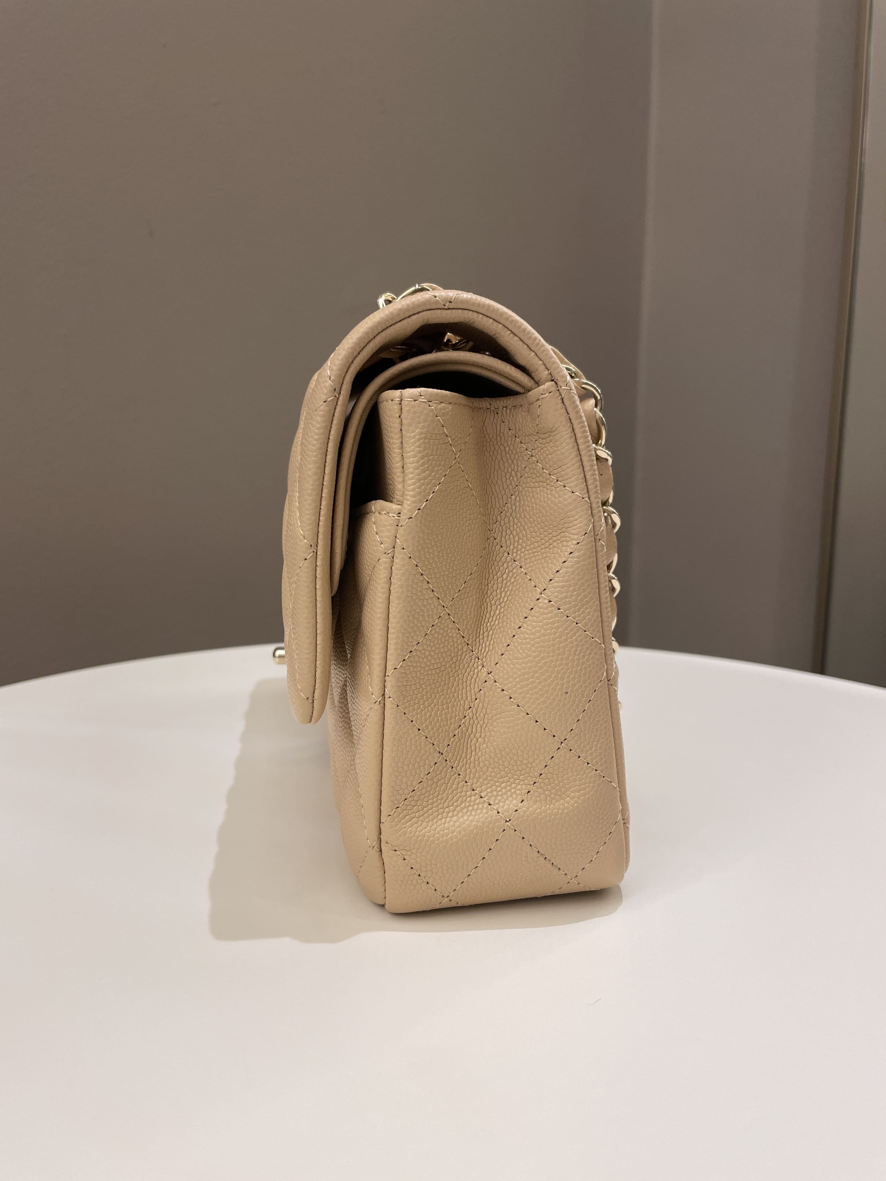 Chanel Classic Quilted Medium Double Flap Beige Caviar