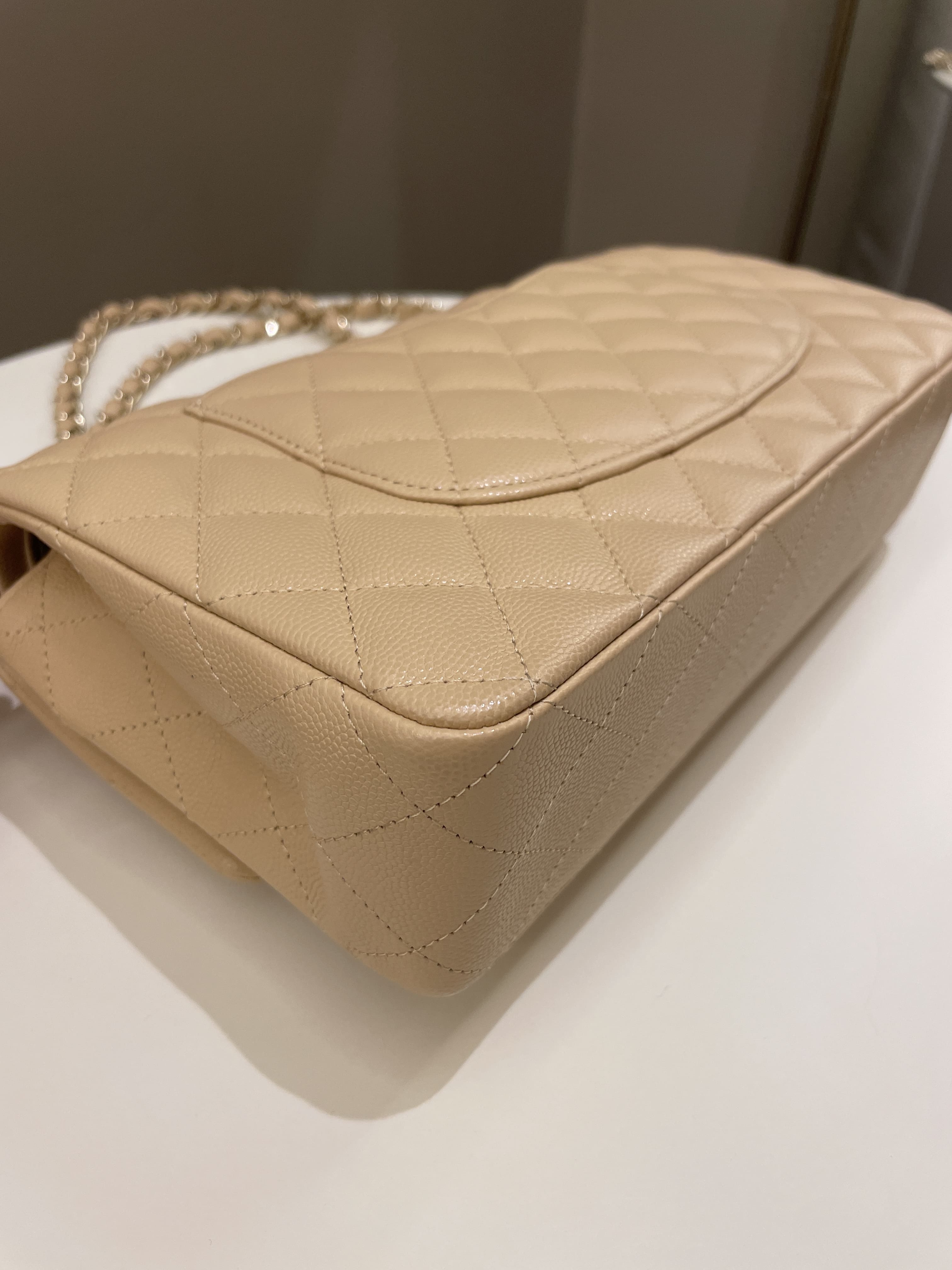 Chanel Classic Quilted Medium Double Flap Beige Caviar