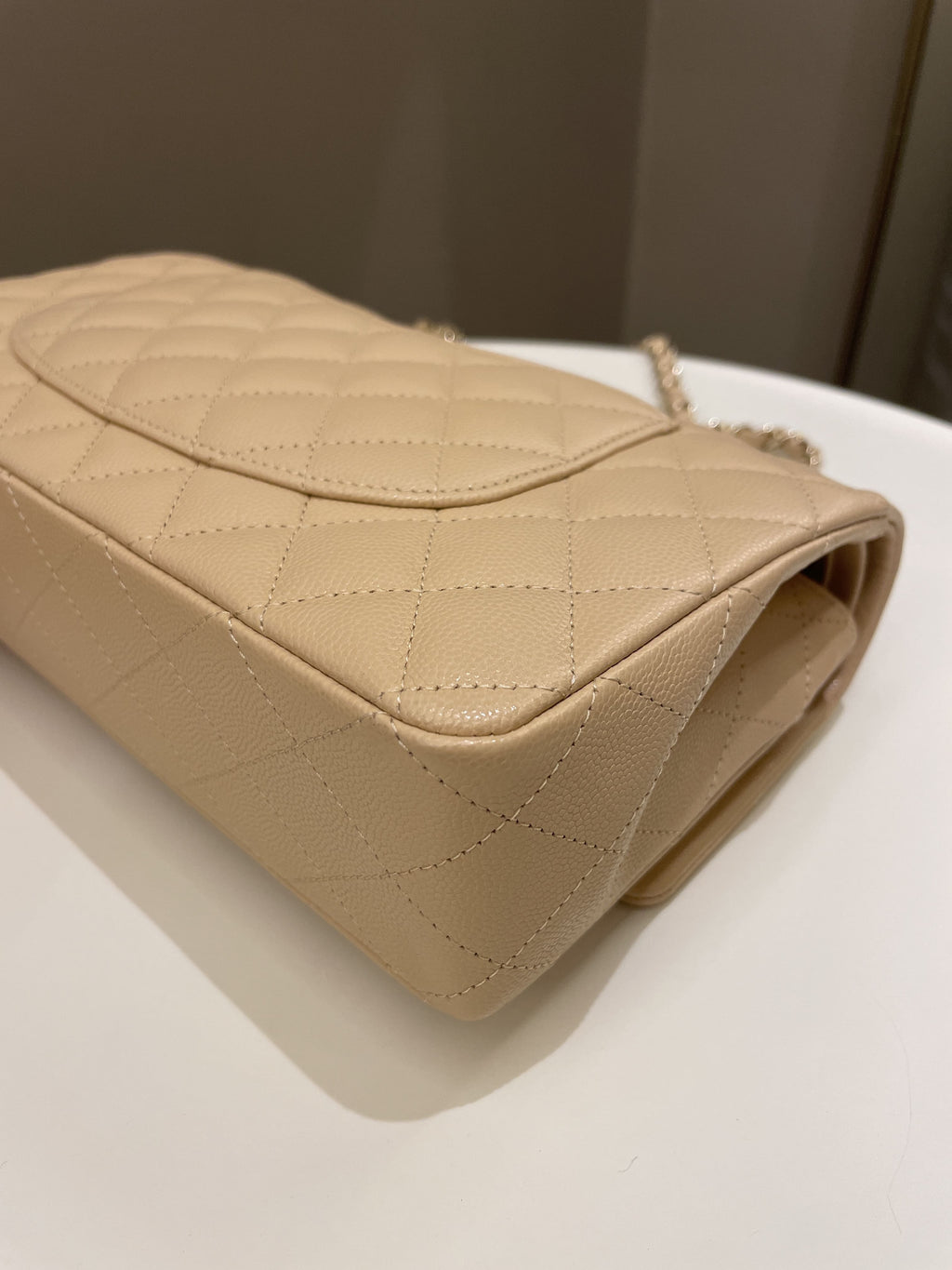 Chanel Classic Quilted Medium Double Flap Beige Caviar