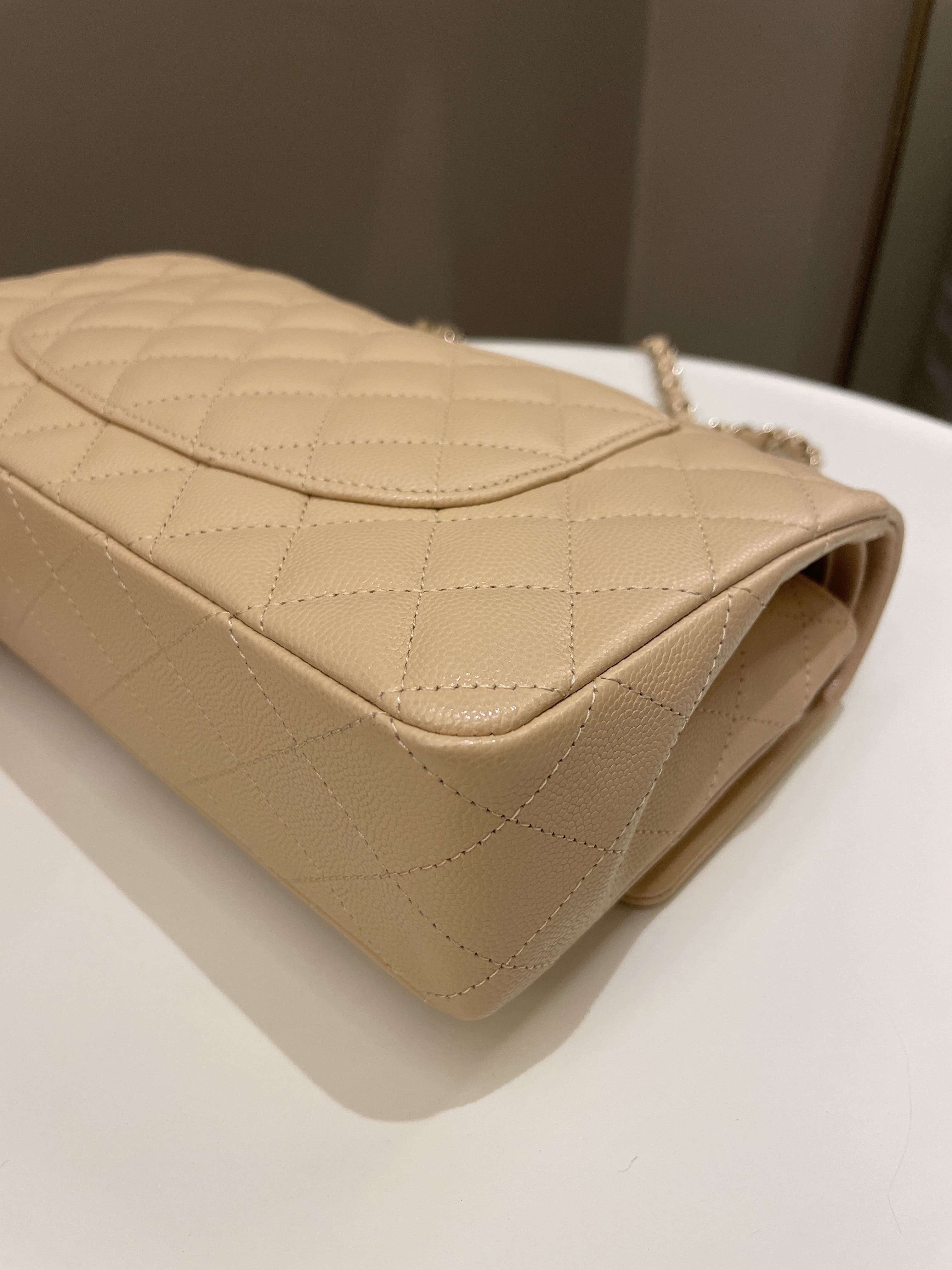 Chanel Classic Quilted Medium Double Flap Beige Caviar