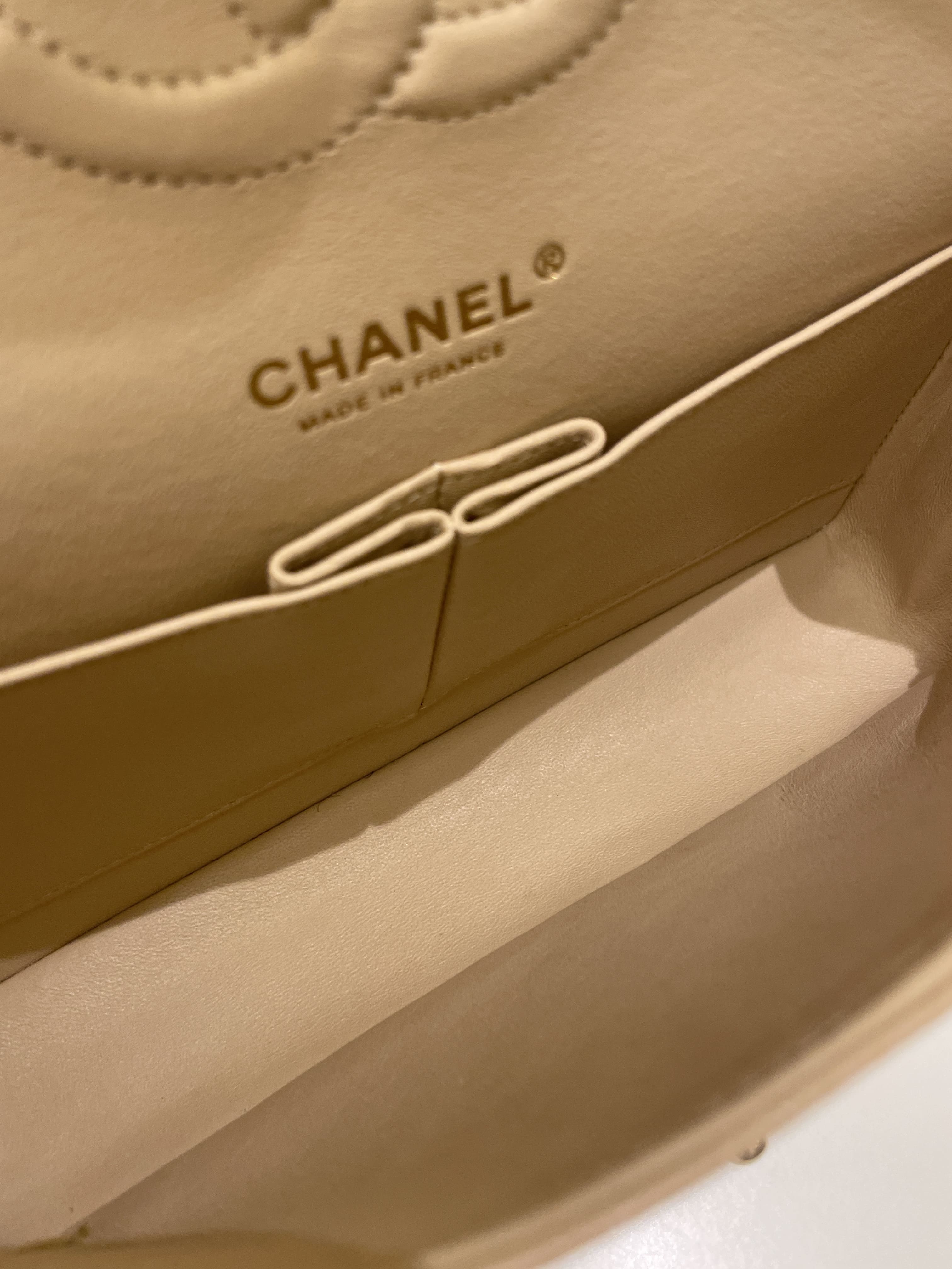 Chanel Classic Quilted Medium Double Flap Beige Caviar