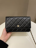 Chanel Classic Quilted Wallet on Chain Black Lambskin