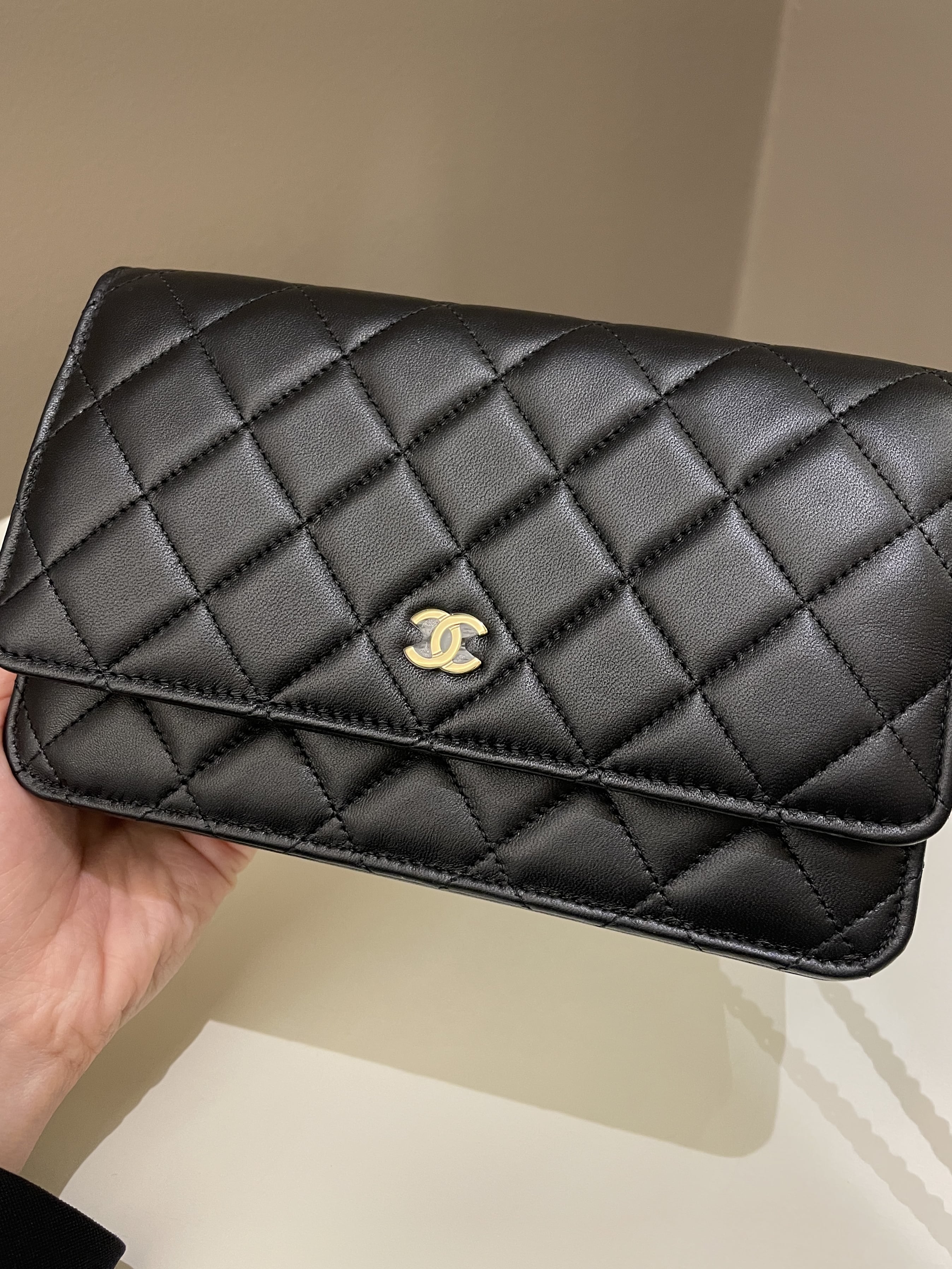 Chanel Classic Quilted Wallet on Chain Black Lambskin
