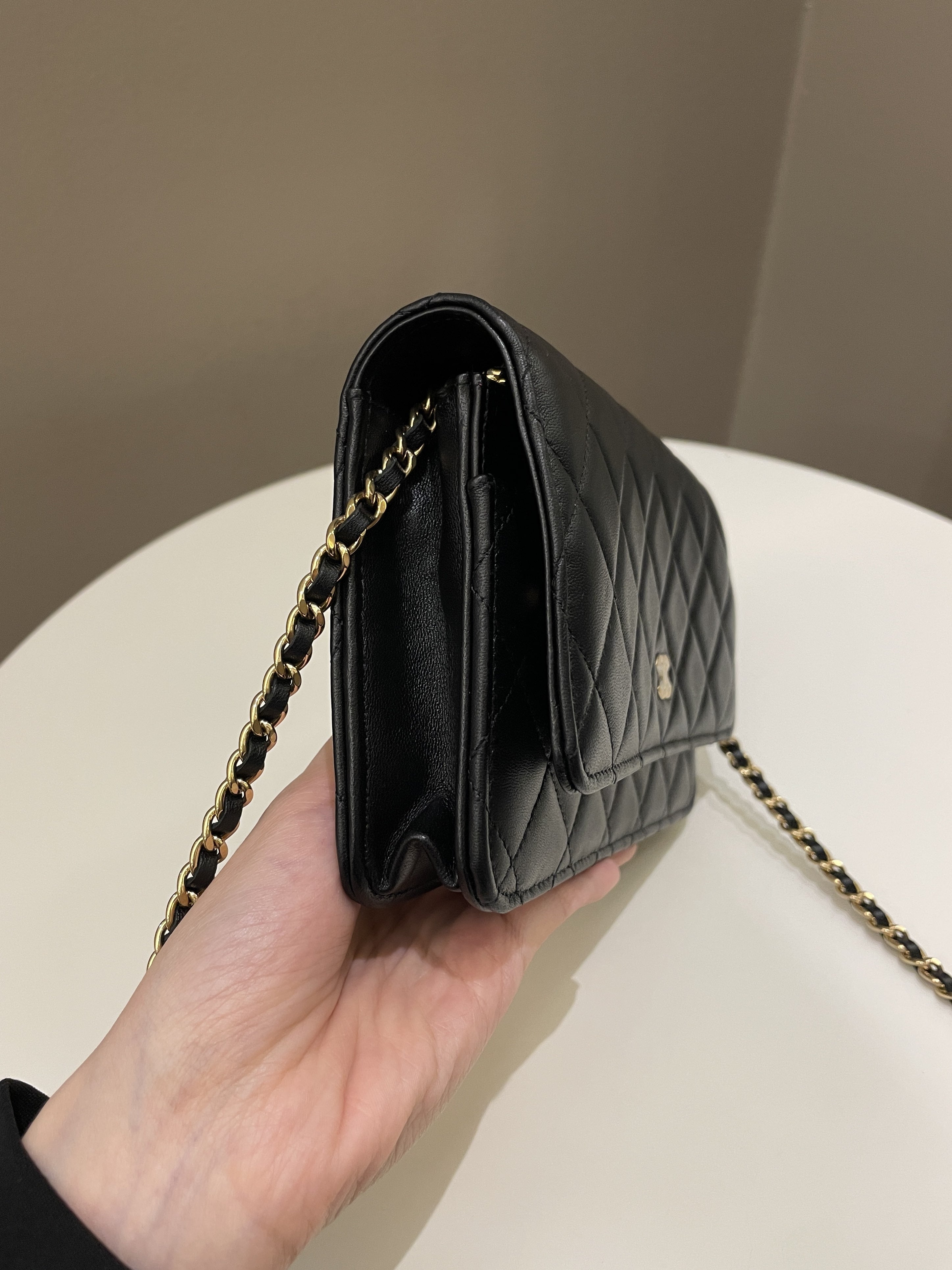 Chanel Classic Quilted Wallet on Chain Black Lambskin