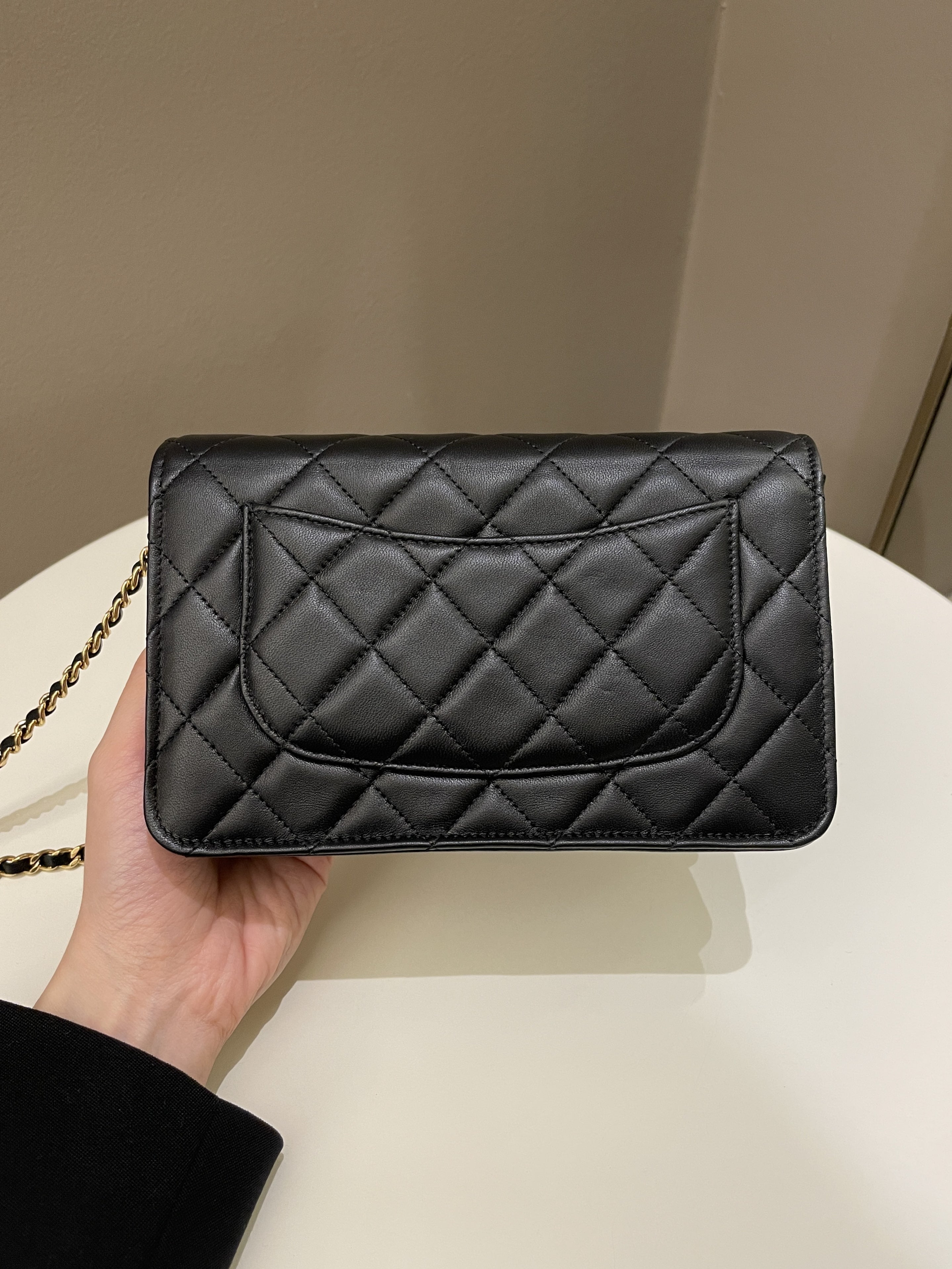 Chanel Classic Quilted Wallet on Chain Black Lambskin