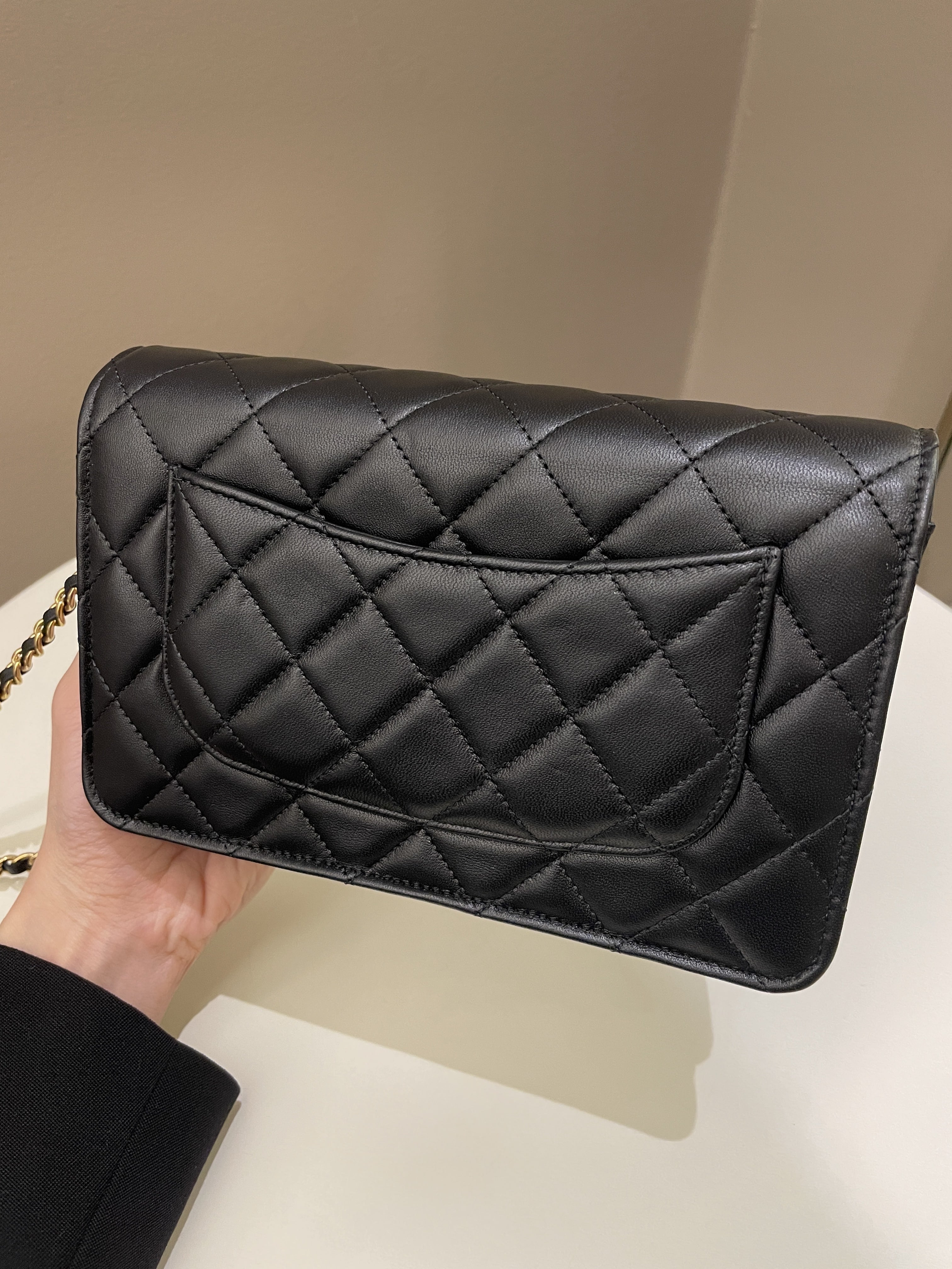 Chanel Classic Quilted Wallet on Chain Black Lambskin