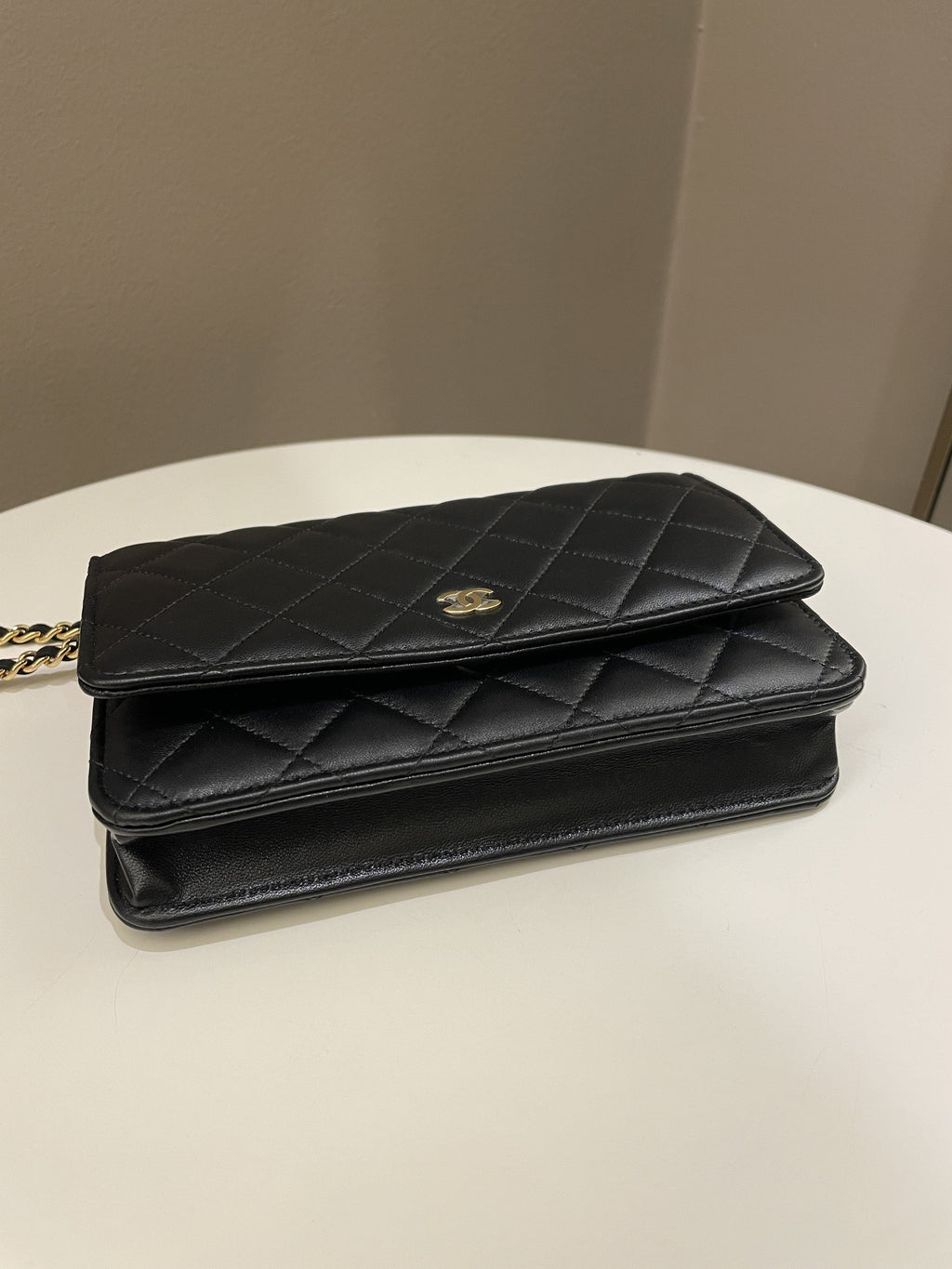 Chanel Classic Quilted Wallet on Chain Black Lambskin
