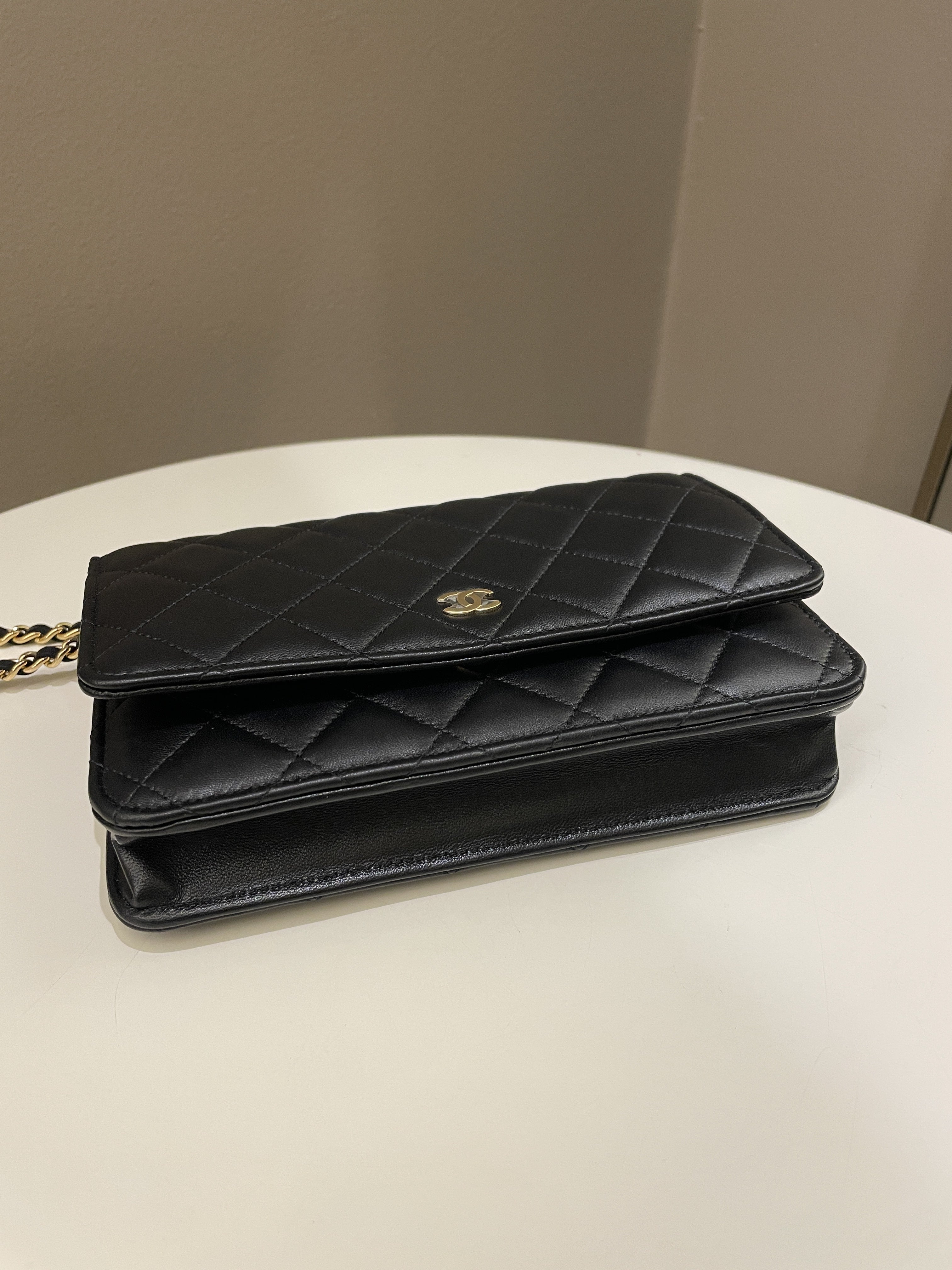 Chanel Classic Quilted Wallet on Chain Black Lambskin