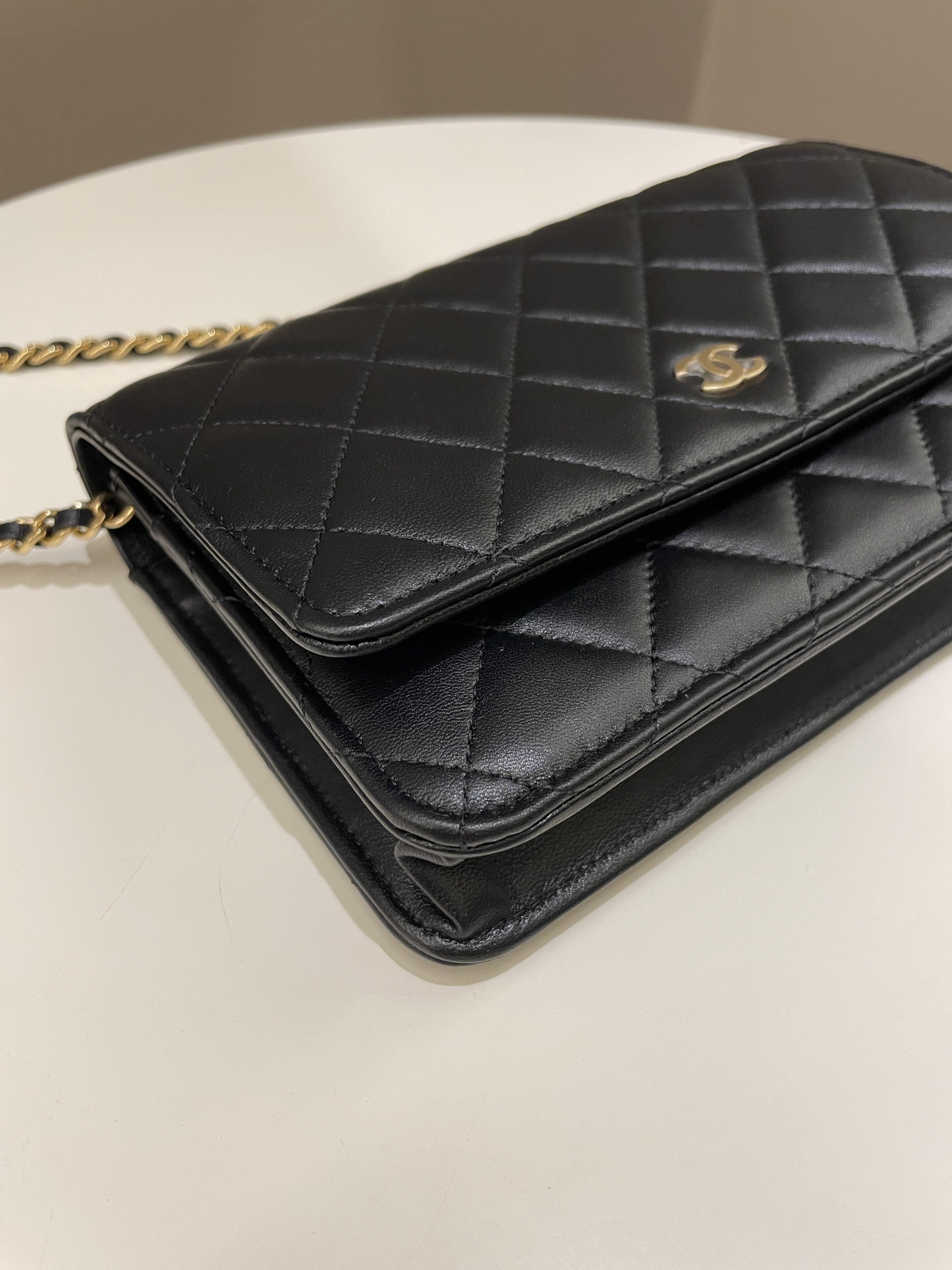 Chanel Classic Quilted Wallet on Chain Black Lambskin