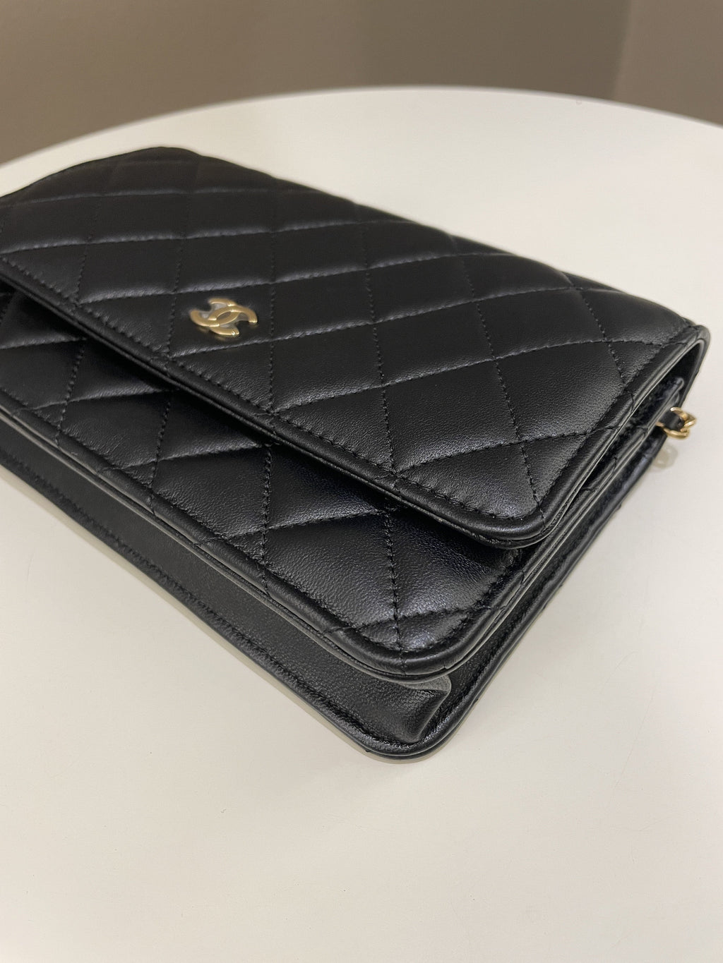 Chanel Classic Quilted Wallet on Chain Black Lambskin