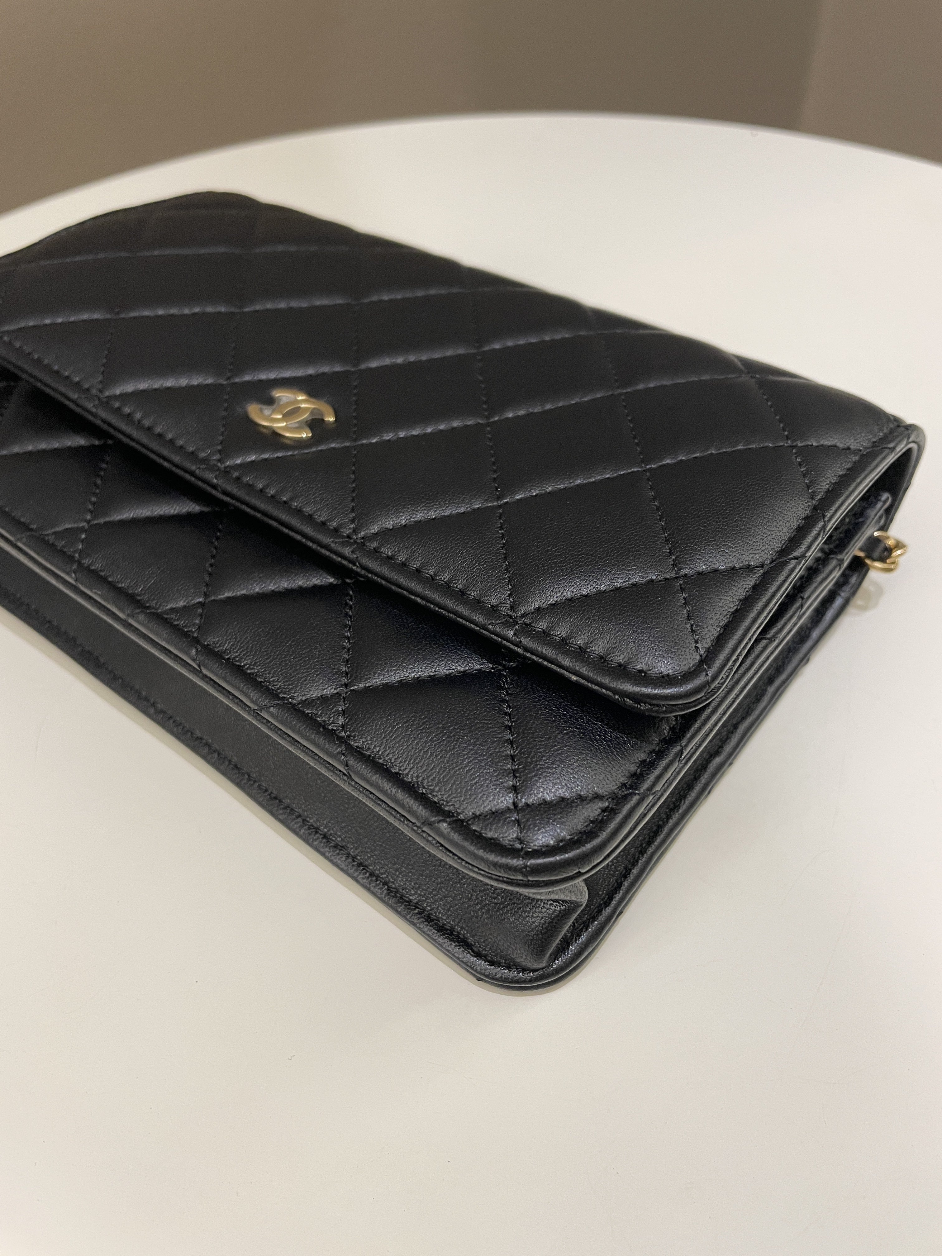 Chanel Classic Quilted Wallet on Chain Black Lambskin