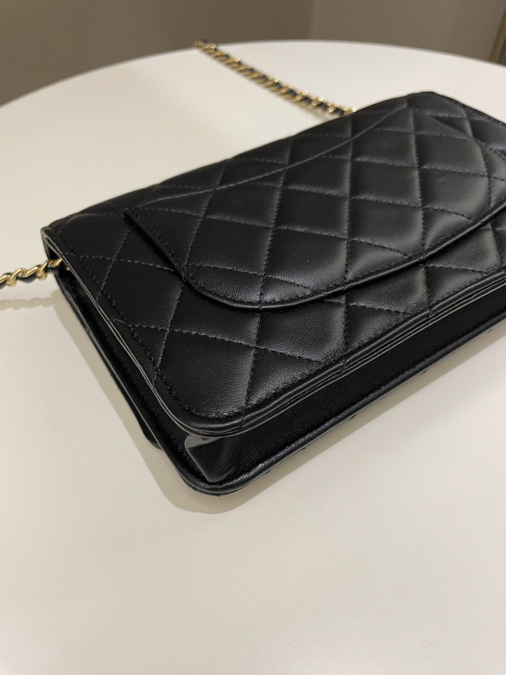 Chanel Classic Quilted Wallet on Chain Black Lambskin