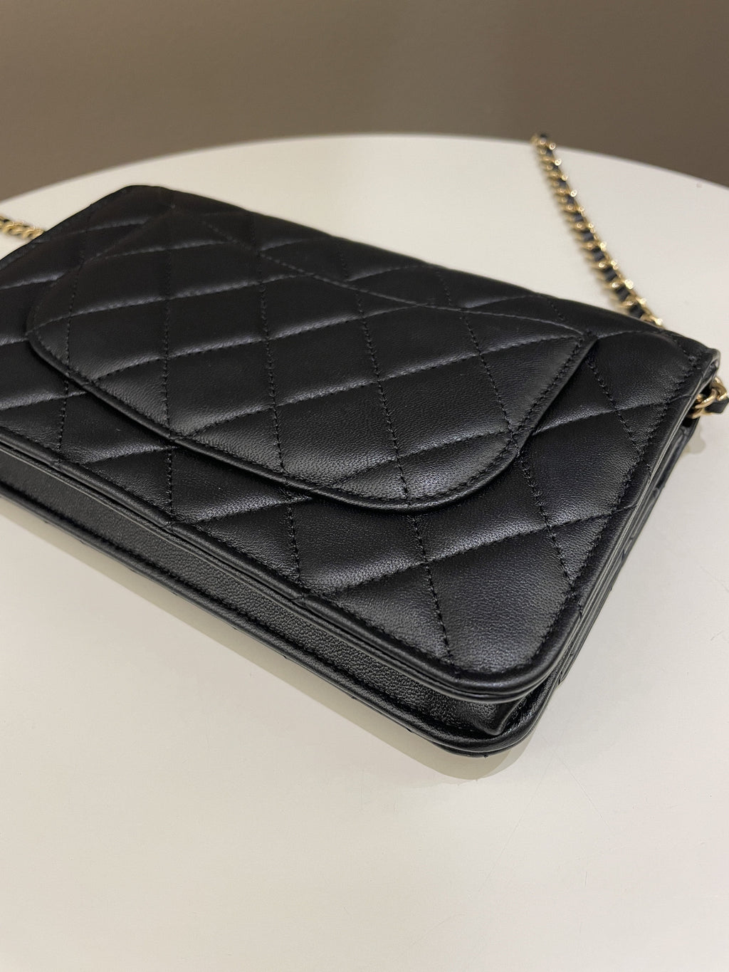 Chanel Classic Quilted Wallet on Chain Black Lambskin