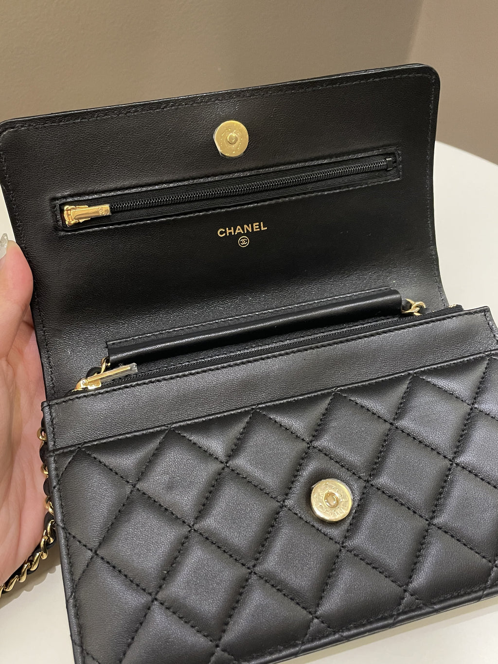 Chanel Classic Quilted Wallet on Chain Black Lambskin