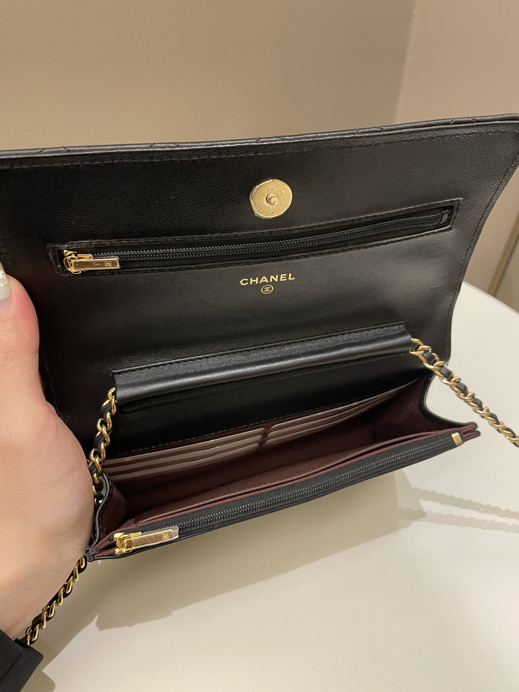 Chanel Classic Quilted Wallet on Chain Black Lambskin