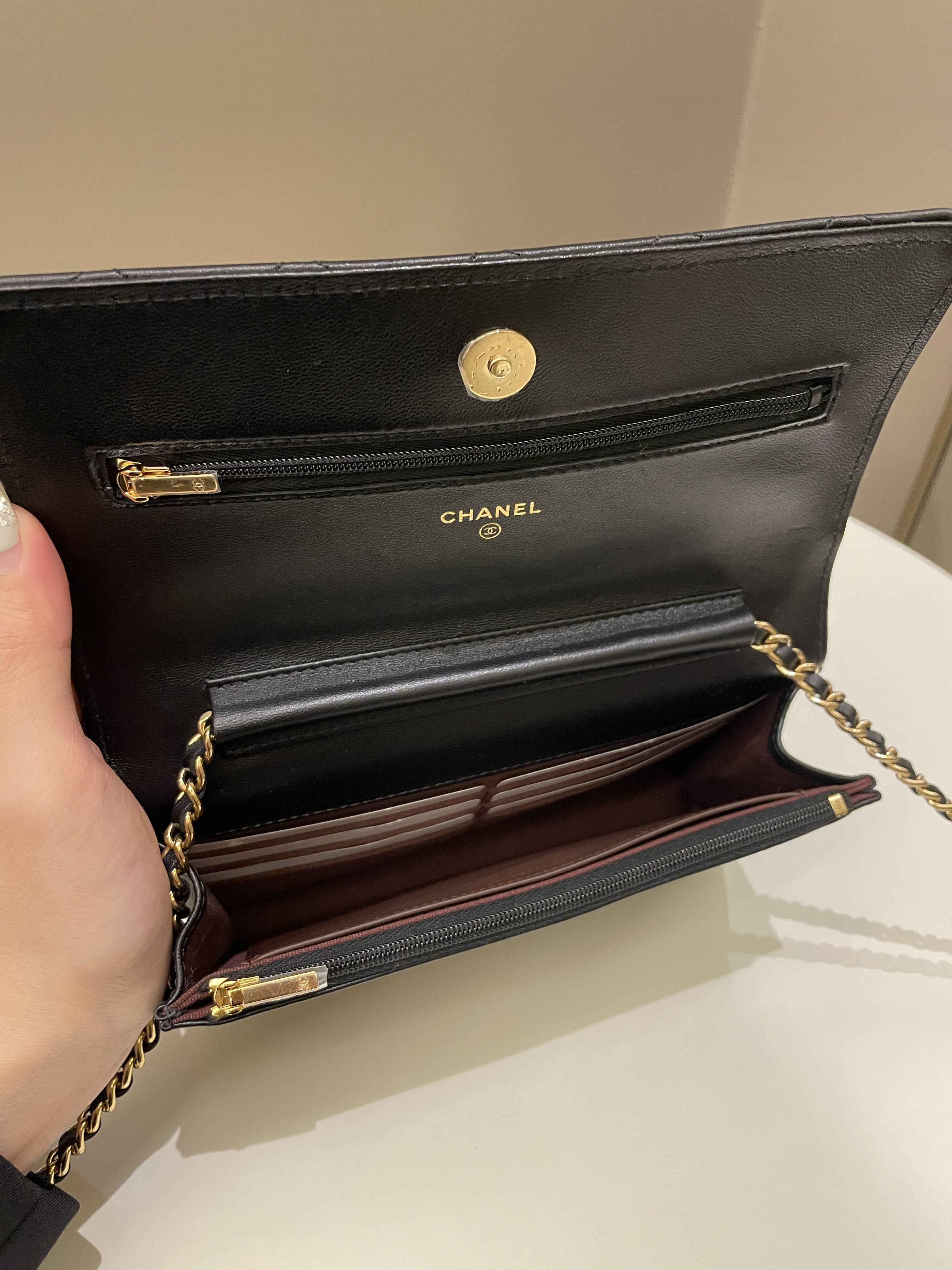 Chanel Classic Quilted Wallet on Chain Black Lambskin