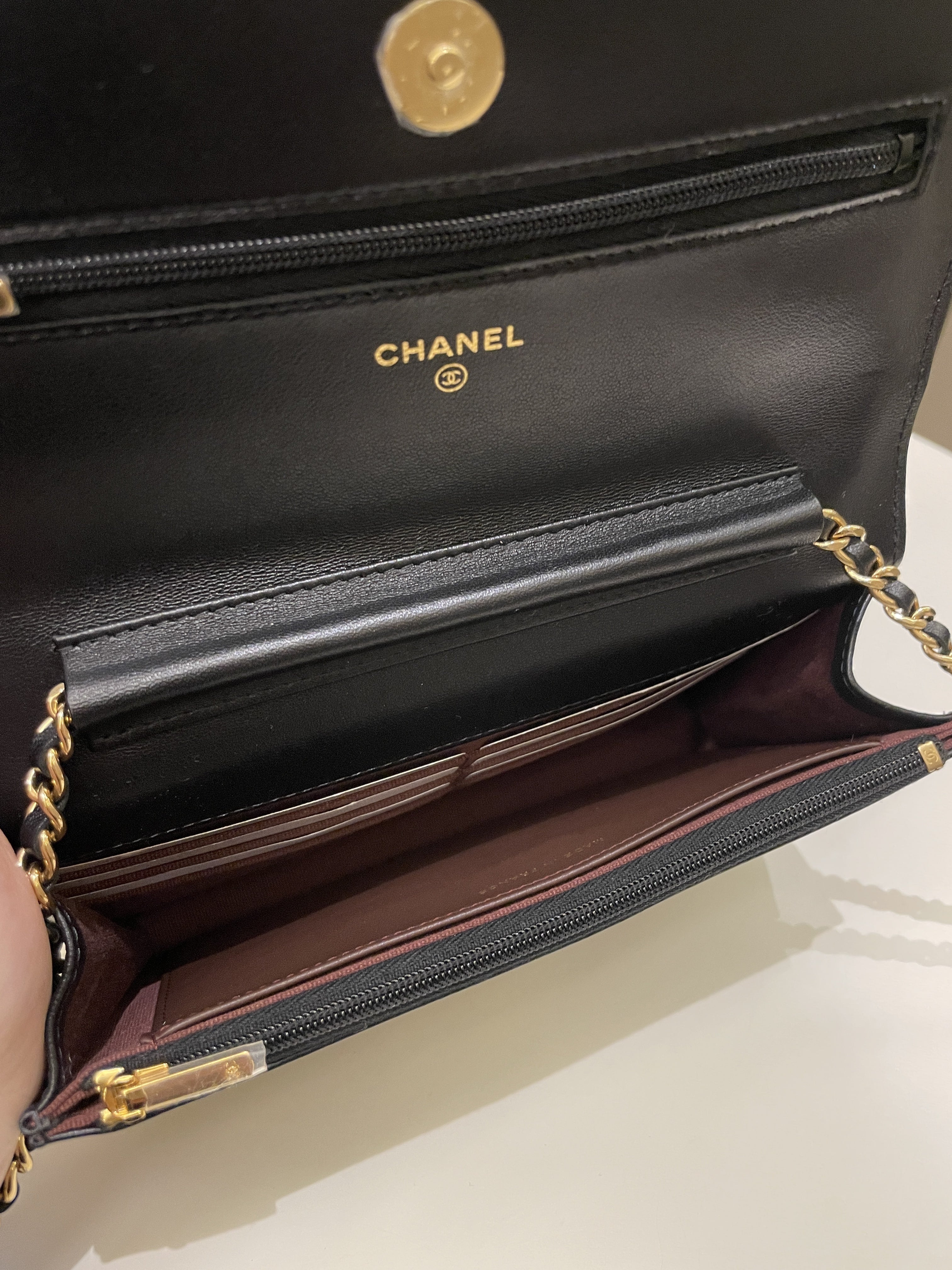 Chanel Classic Quilted Wallet on Chain Black Lambskin