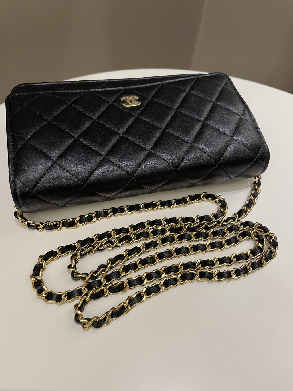 Chanel Classic Quilted Wallet on Chain Black Lambskin