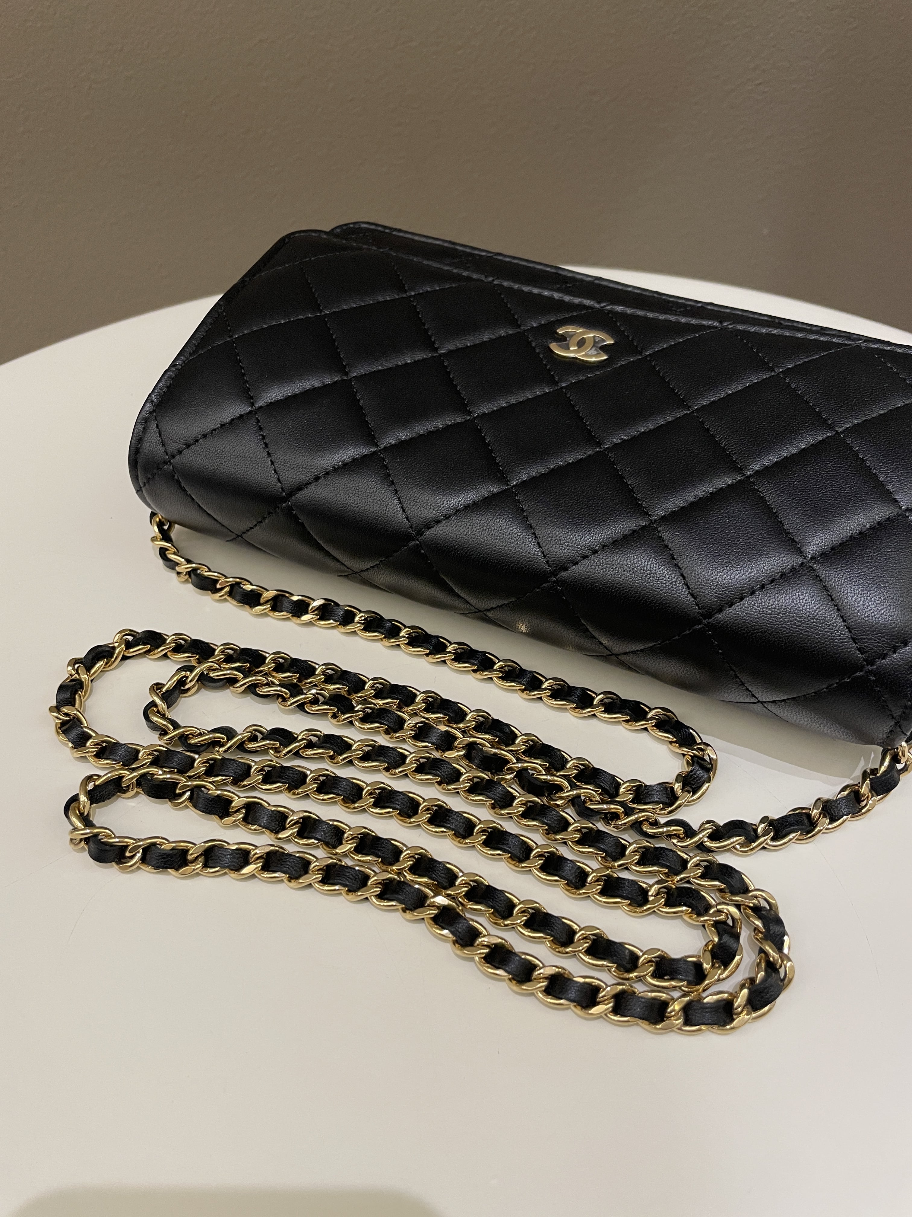 Chanel Classic Quilted Wallet on Chain Black Lambskin