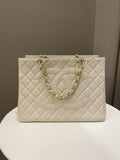 Chanel Vintage Cc Timeless Tote Ivory Cream Caviar