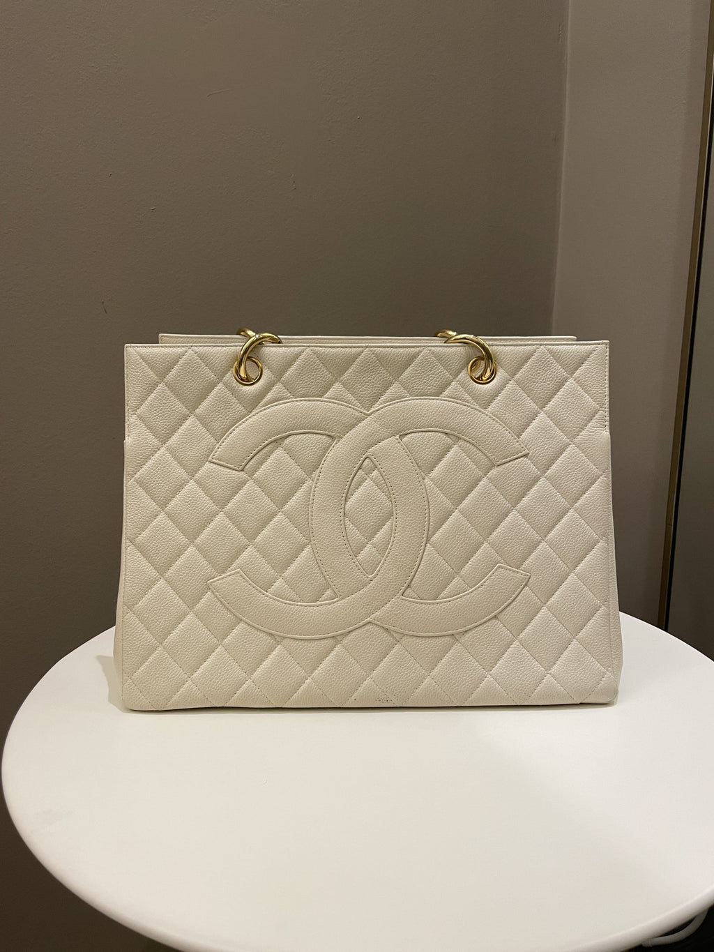 Chanel Vintage Cc Timeless Tote Ivory Cream Caviar