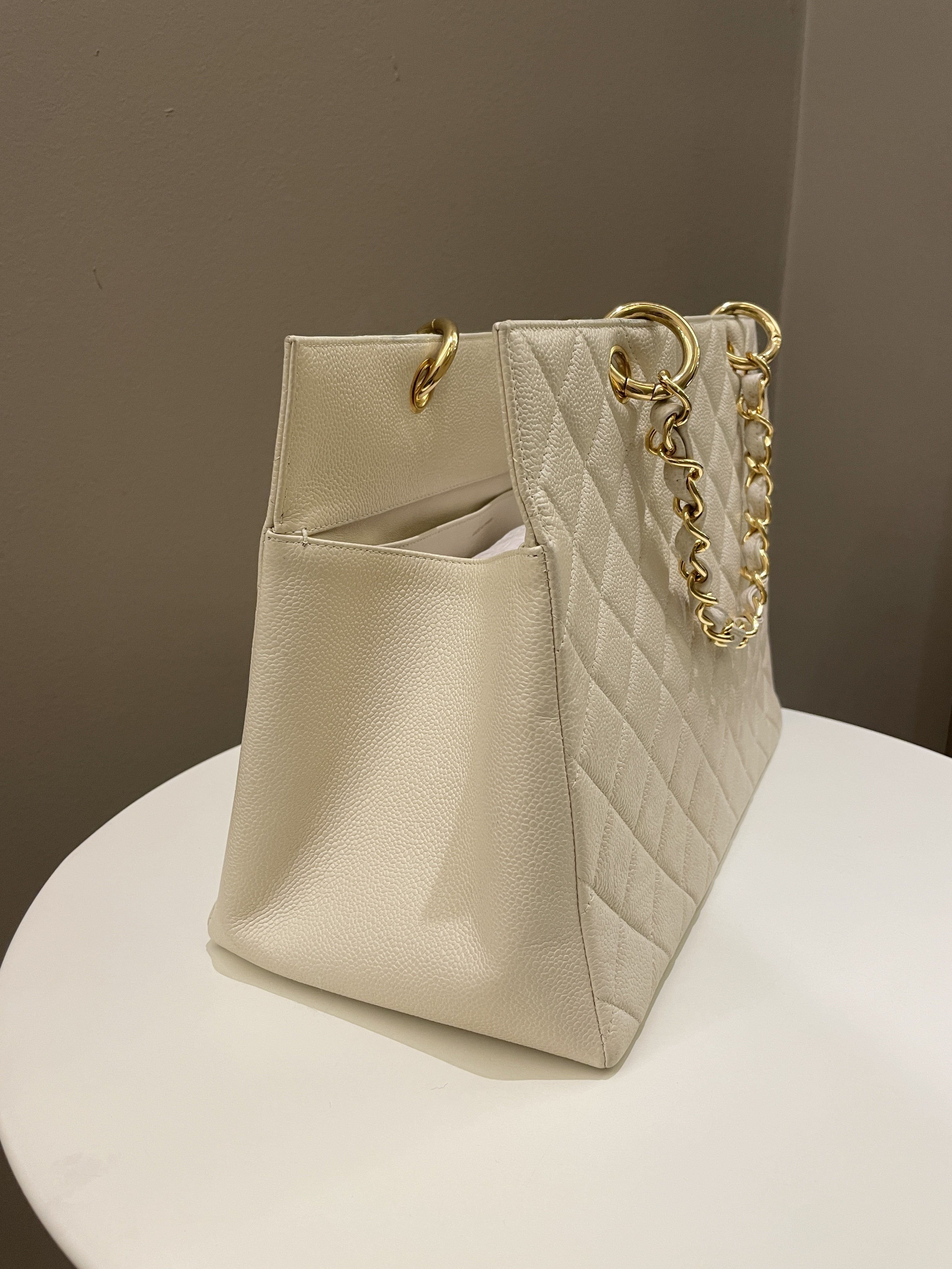 Chanel Vintage Cc Timeless Tote Ivory Cream Caviar