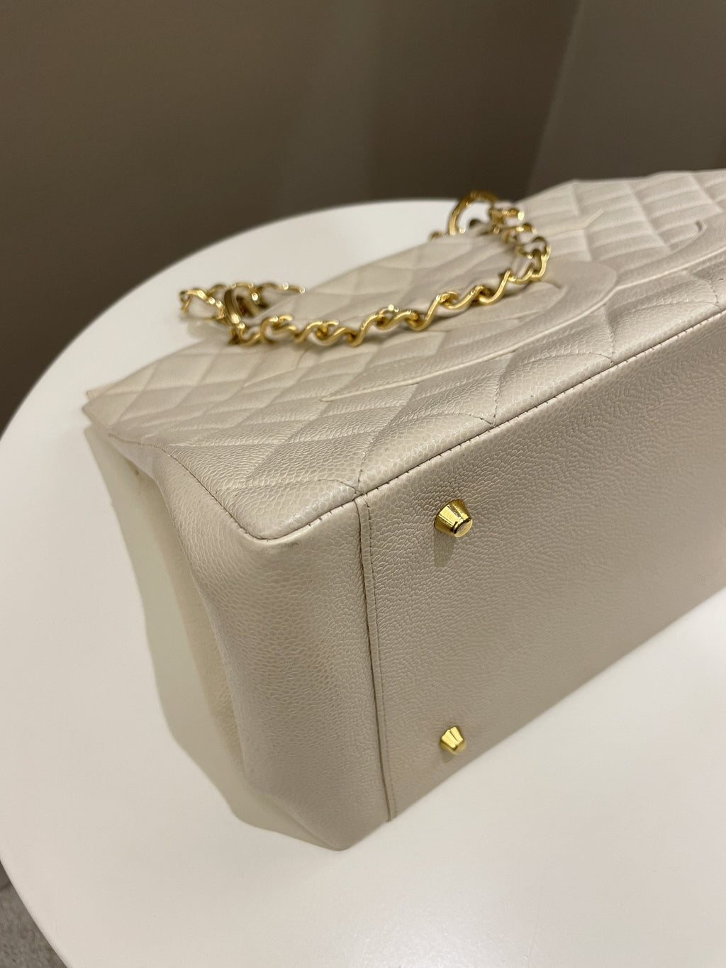 Chanel Vintage Cc Timeless Tote Ivory Cream Caviar