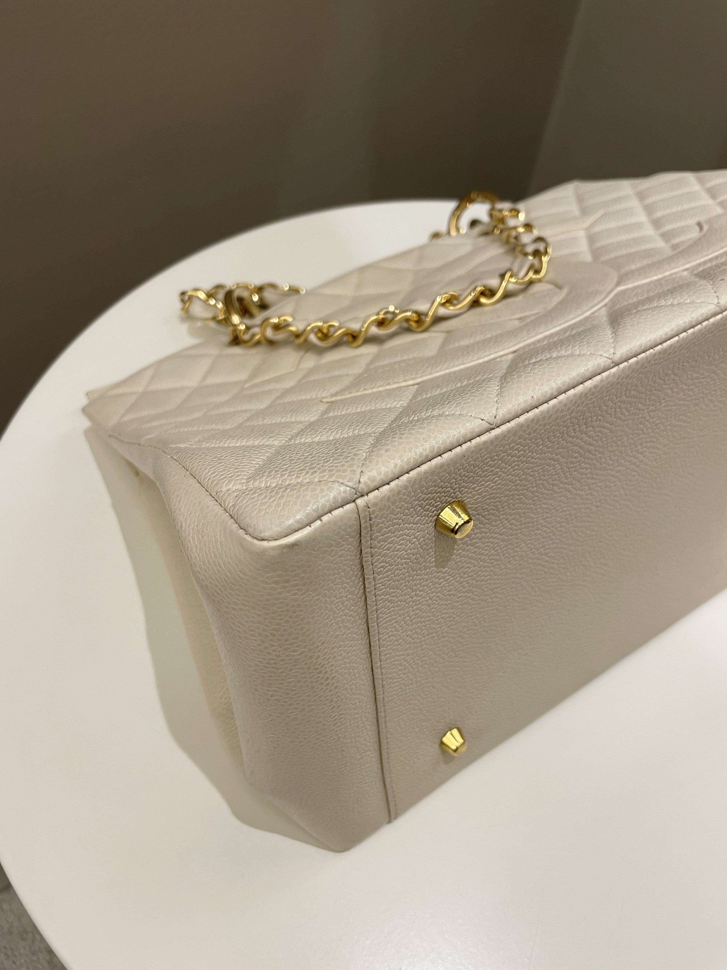 Chanel Vintage Cc Timeless Tote Ivory Cream Caviar