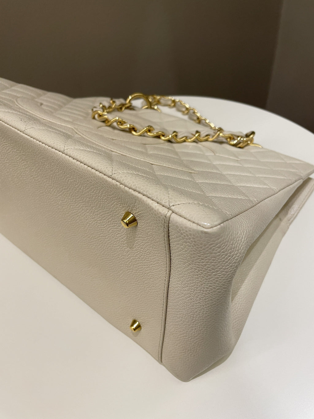 Chanel Vintage Cc Timeless Tote Ivory Cream Caviar