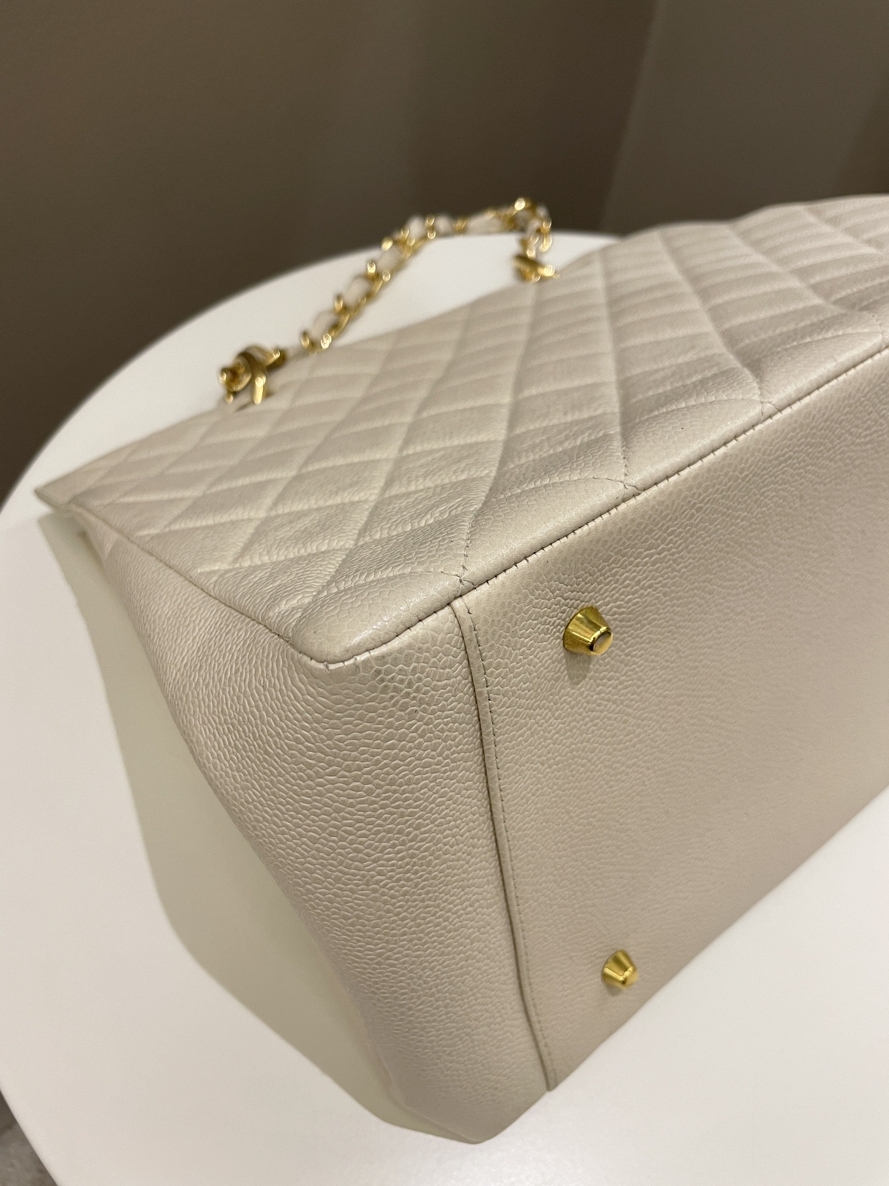 Chanel Vintage Cc Timeless Tote Ivory Cream Caviar