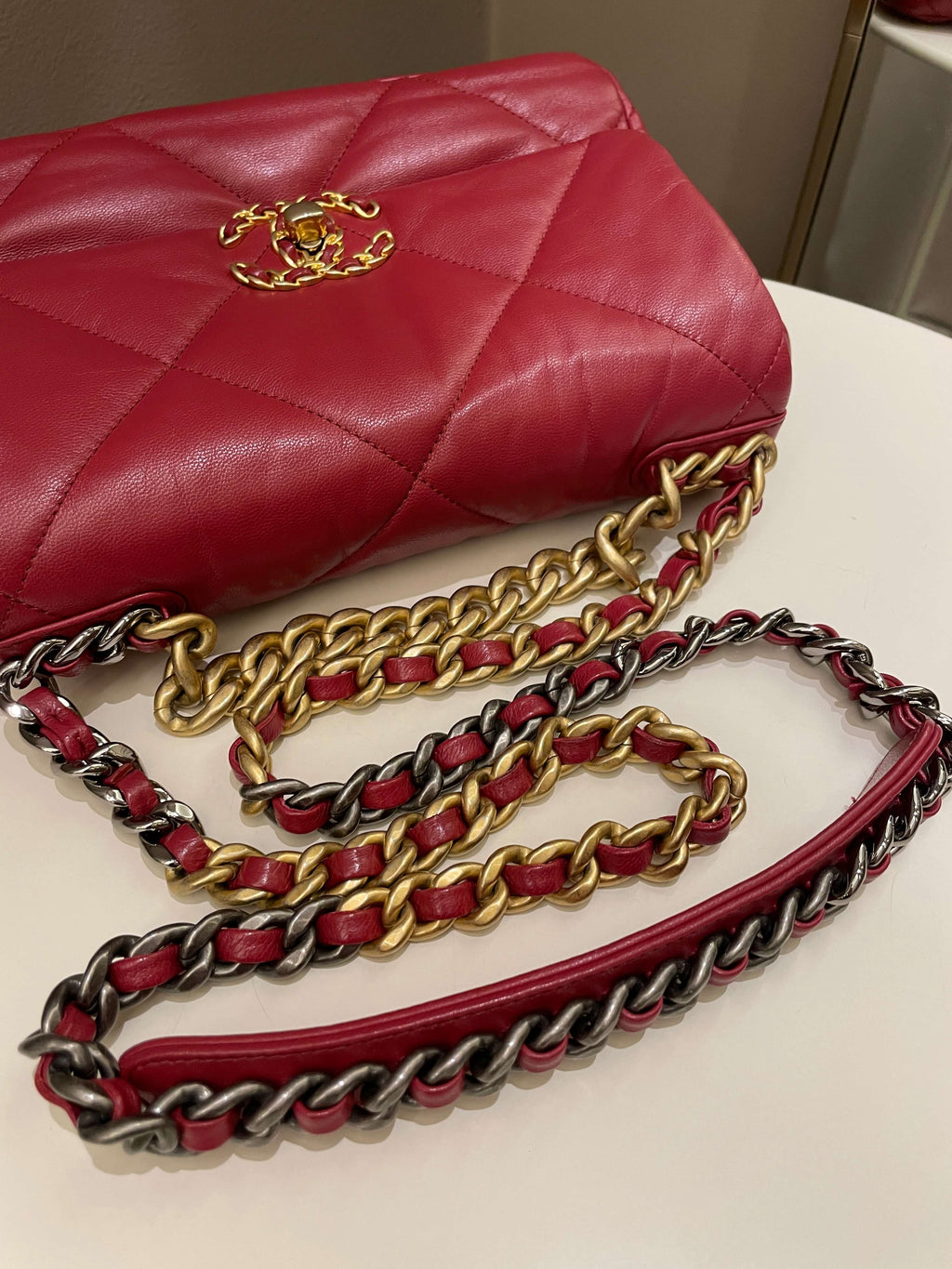 Chanel 19 Flap Bag Dark Red