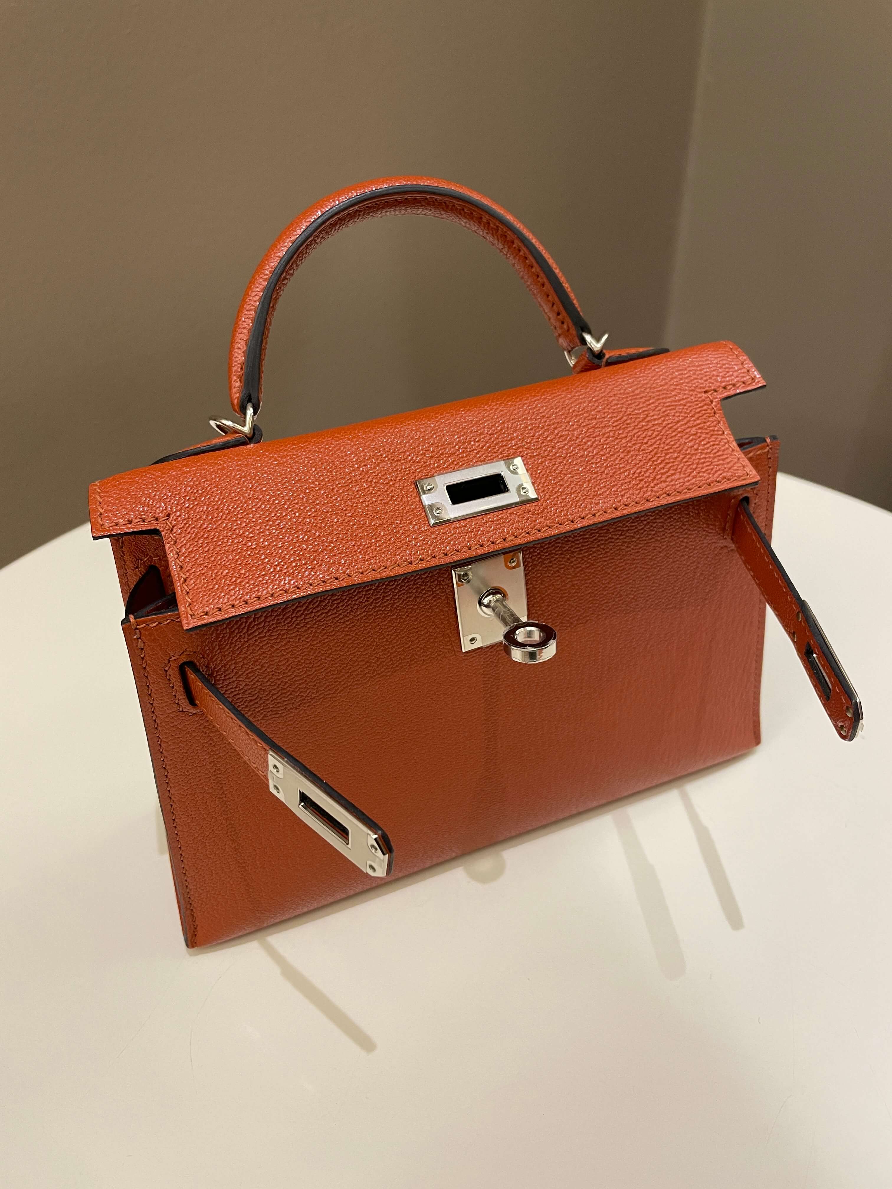 Hermes Mini Kelly 20 Cuivre ChÃƒÆ’Ã‚Â¨vre / Rose Mexico