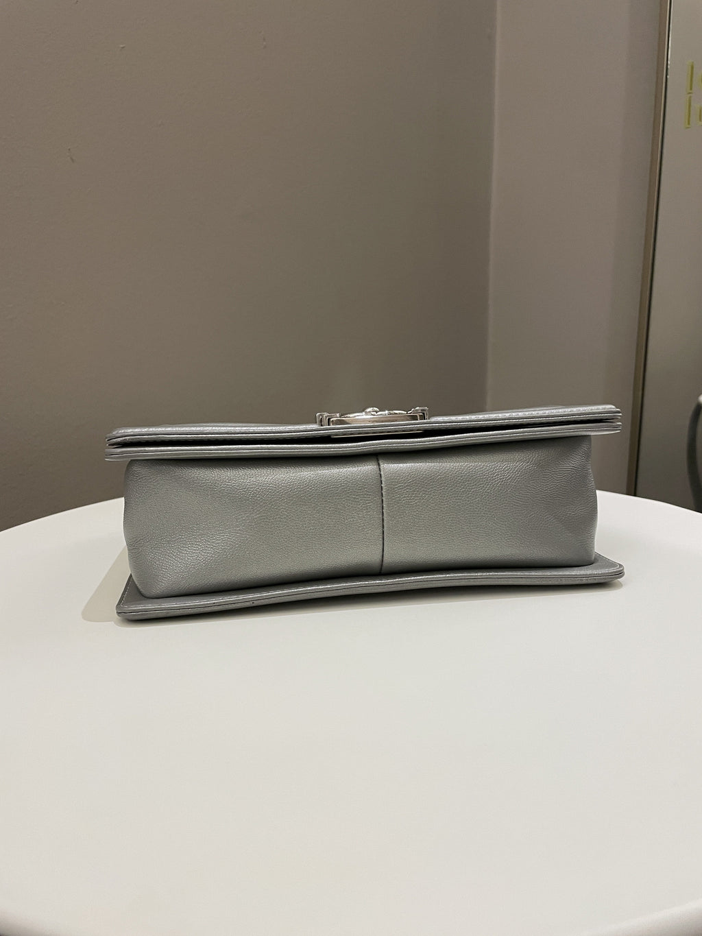 Chanel Quilted Boy Old Medium Silver Grey Caviar
