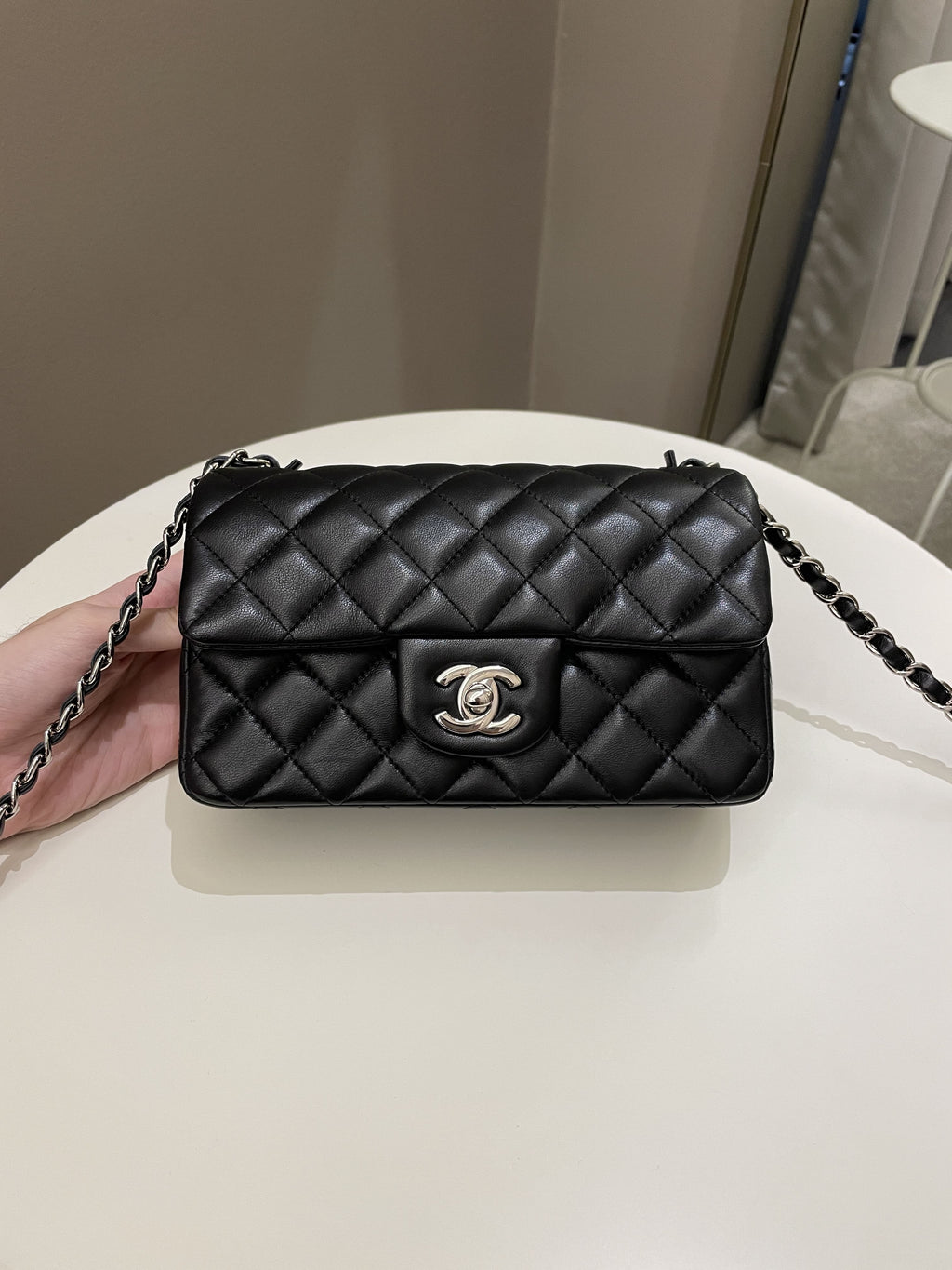 Chanel Classic Quilted Mini Rectangular Black Lambskin