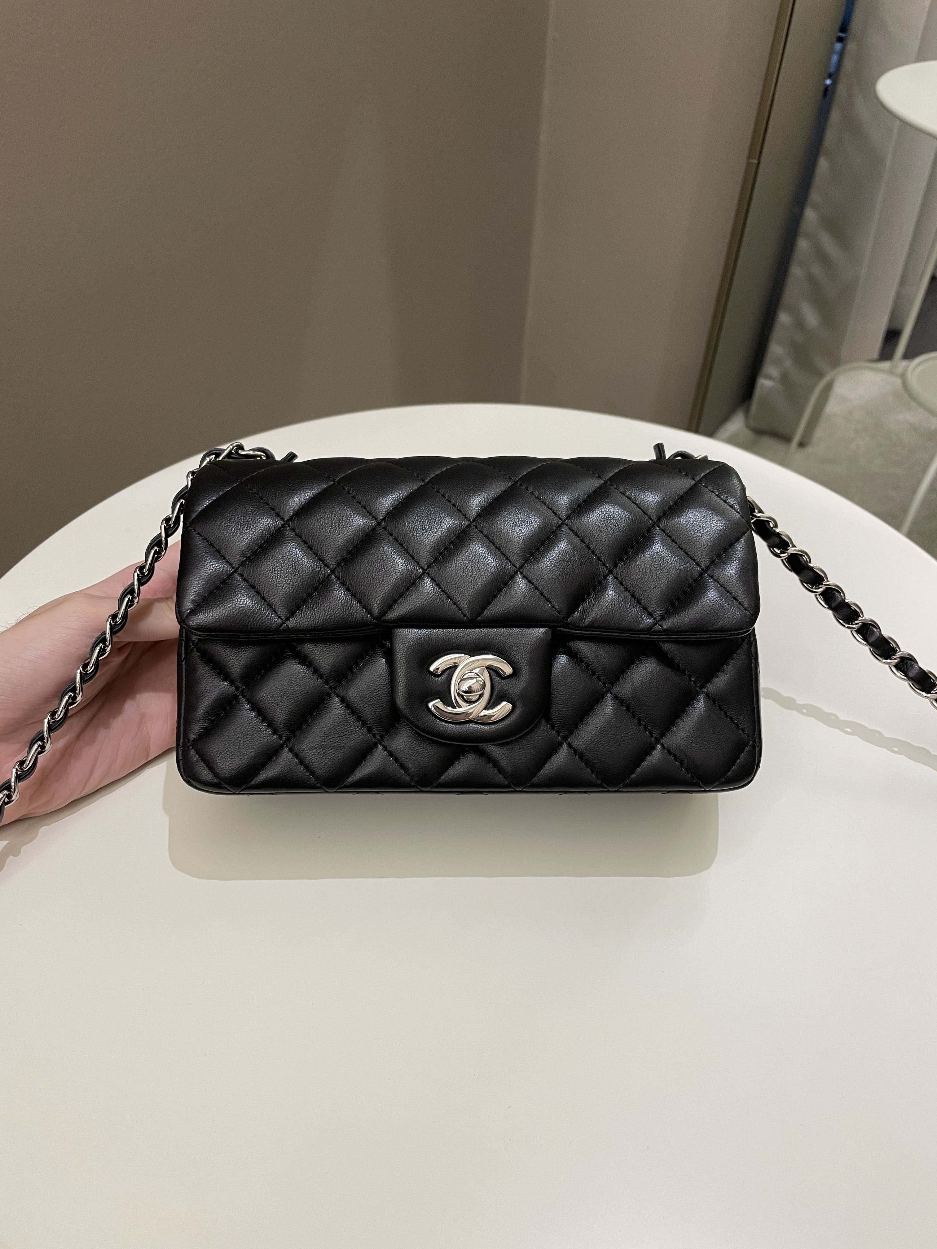 Chanel Classic Quilted Mini Rectangular Black Lambskin