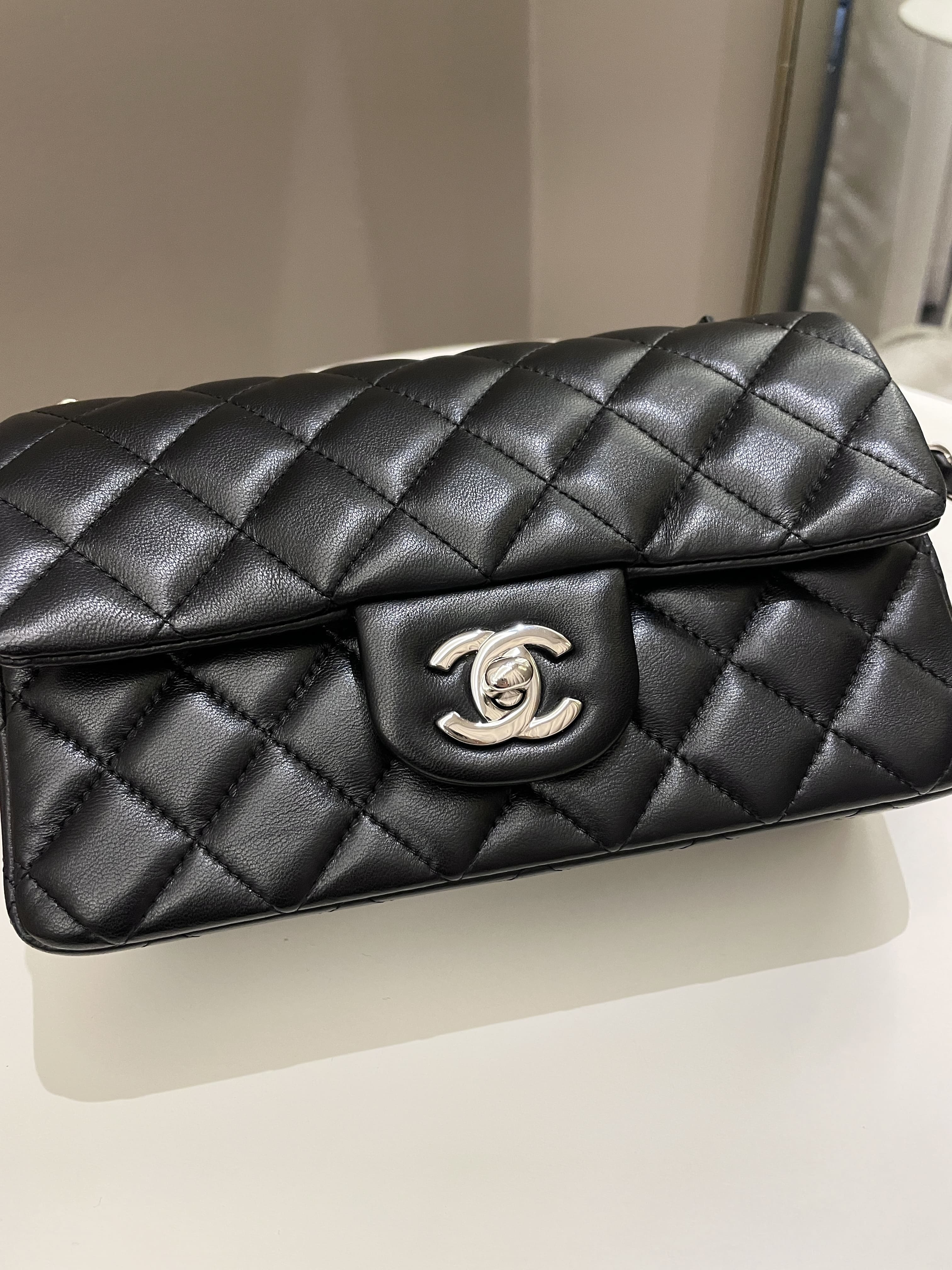 Chanel Classic Quilted Mini Rectangular Black Lambskin