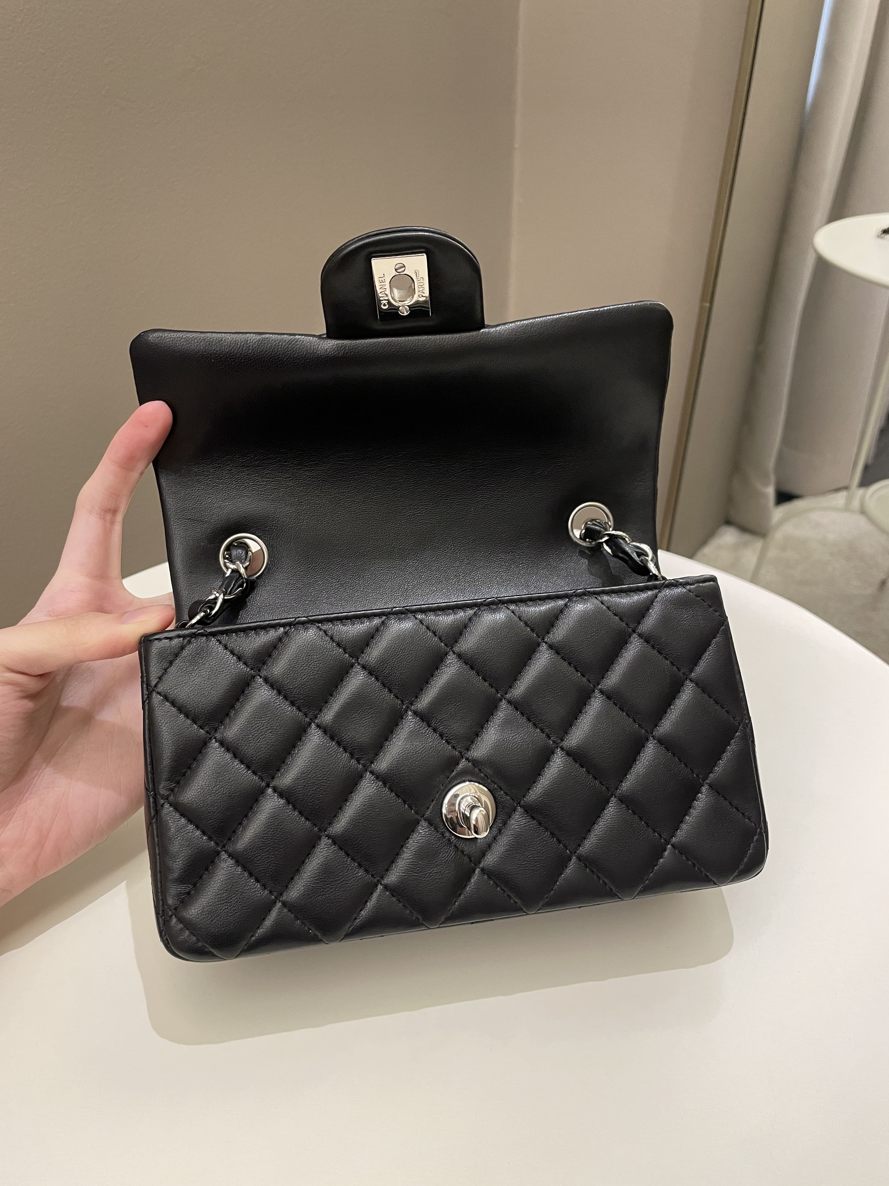 Chanel Classic Quilted Mini Rectangular Black Lambskin