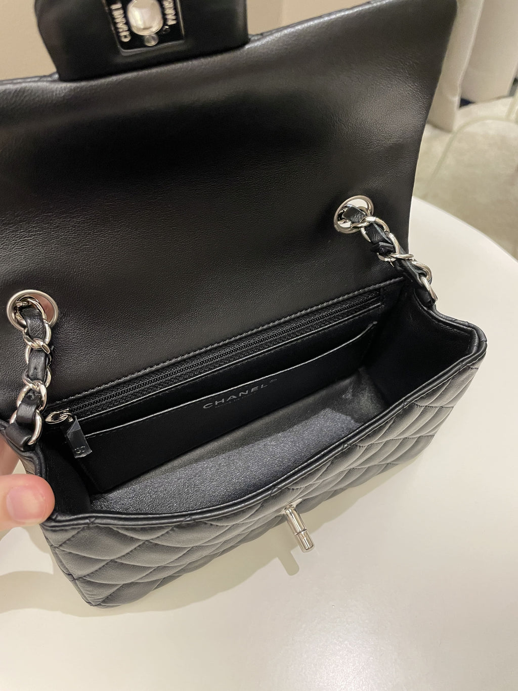 Chanel Classic Quilted Mini Rectangular Black Lambskin