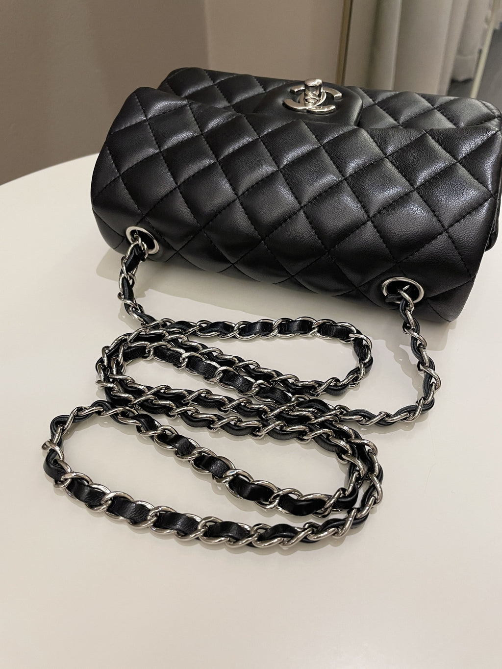 Chanel Classic Quilted Mini Rectangular Black Lambskin