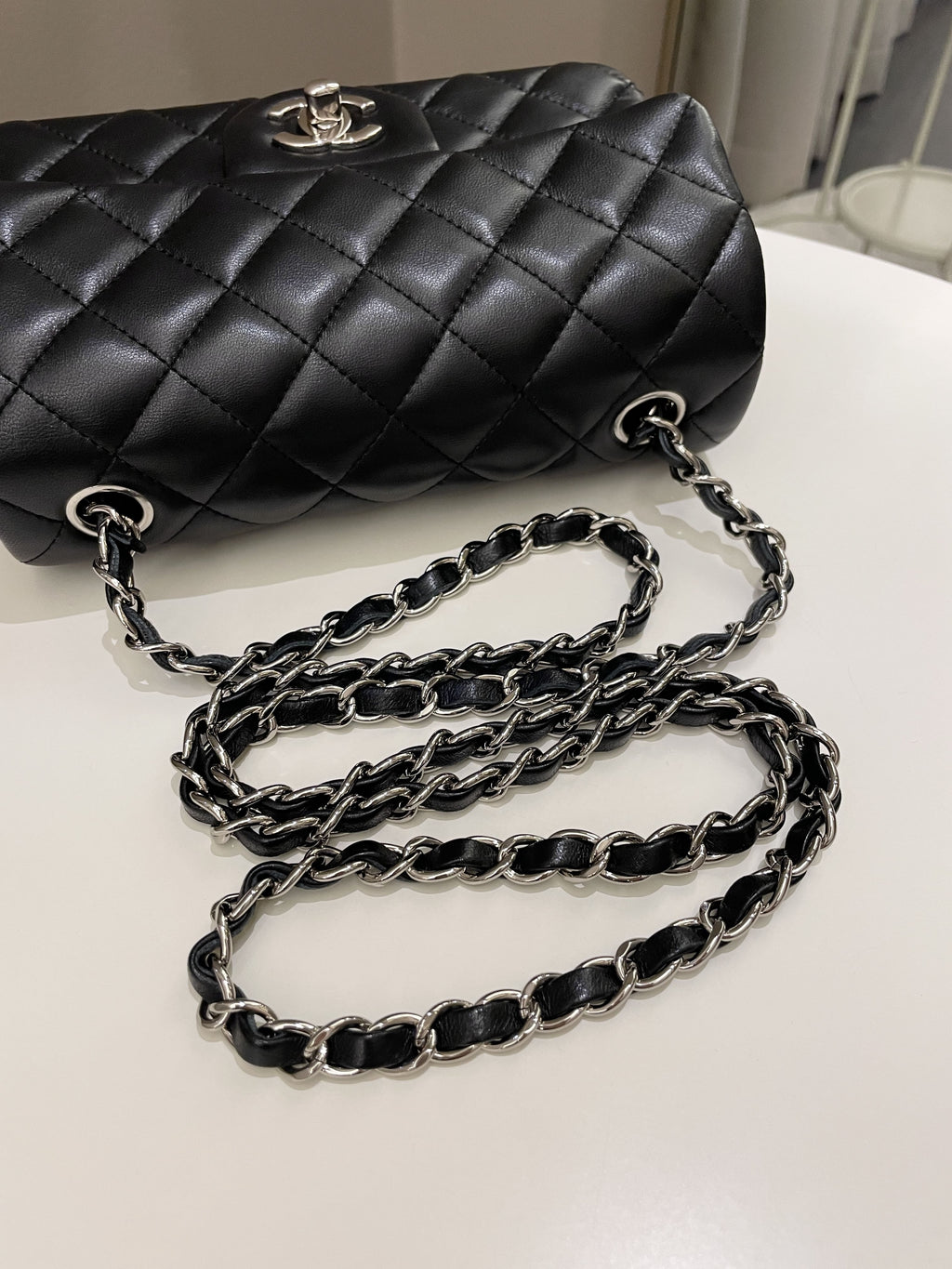 Chanel Classic Quilted Mini Rectangular Black Lambskin