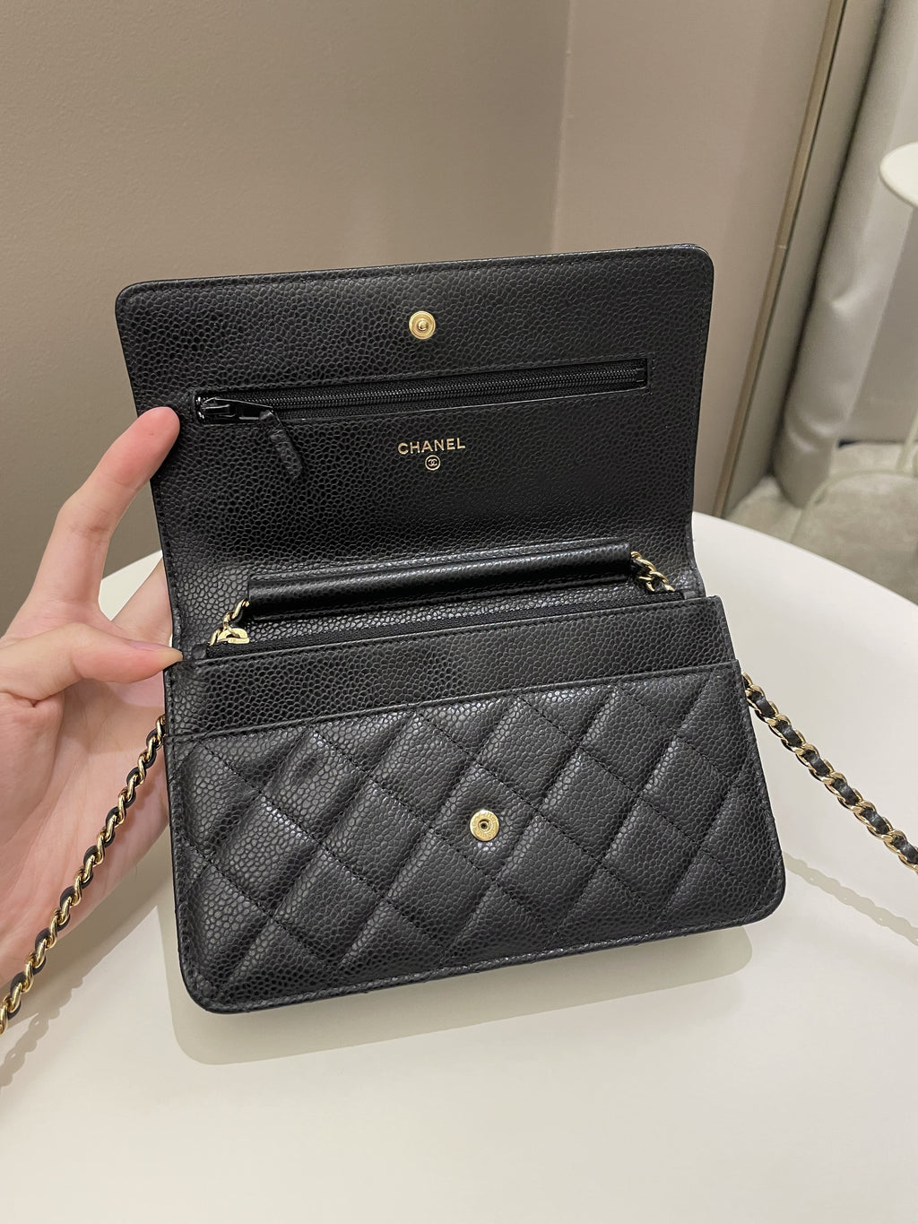 Chanel Classic Quilted Wallet on Chain Black Caviar