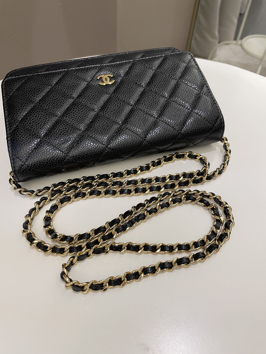 Chanel Classic Quilted Wallet on Chain Black Caviar