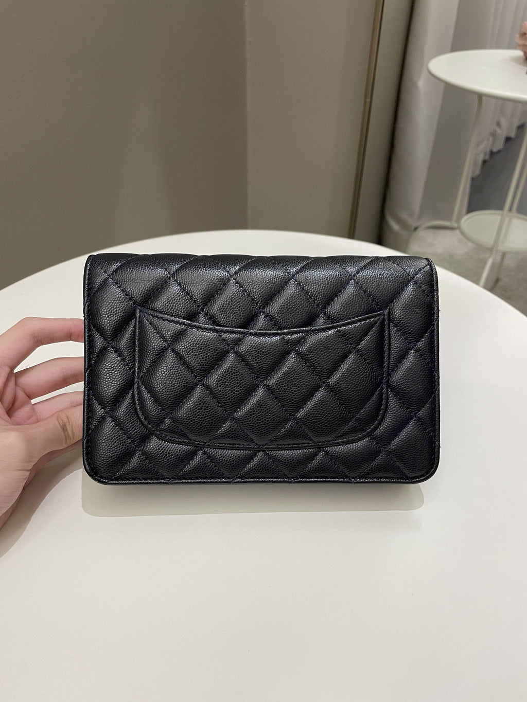 Chanel Classic Quilted Wallet on Chain Midnight Blue Caviar