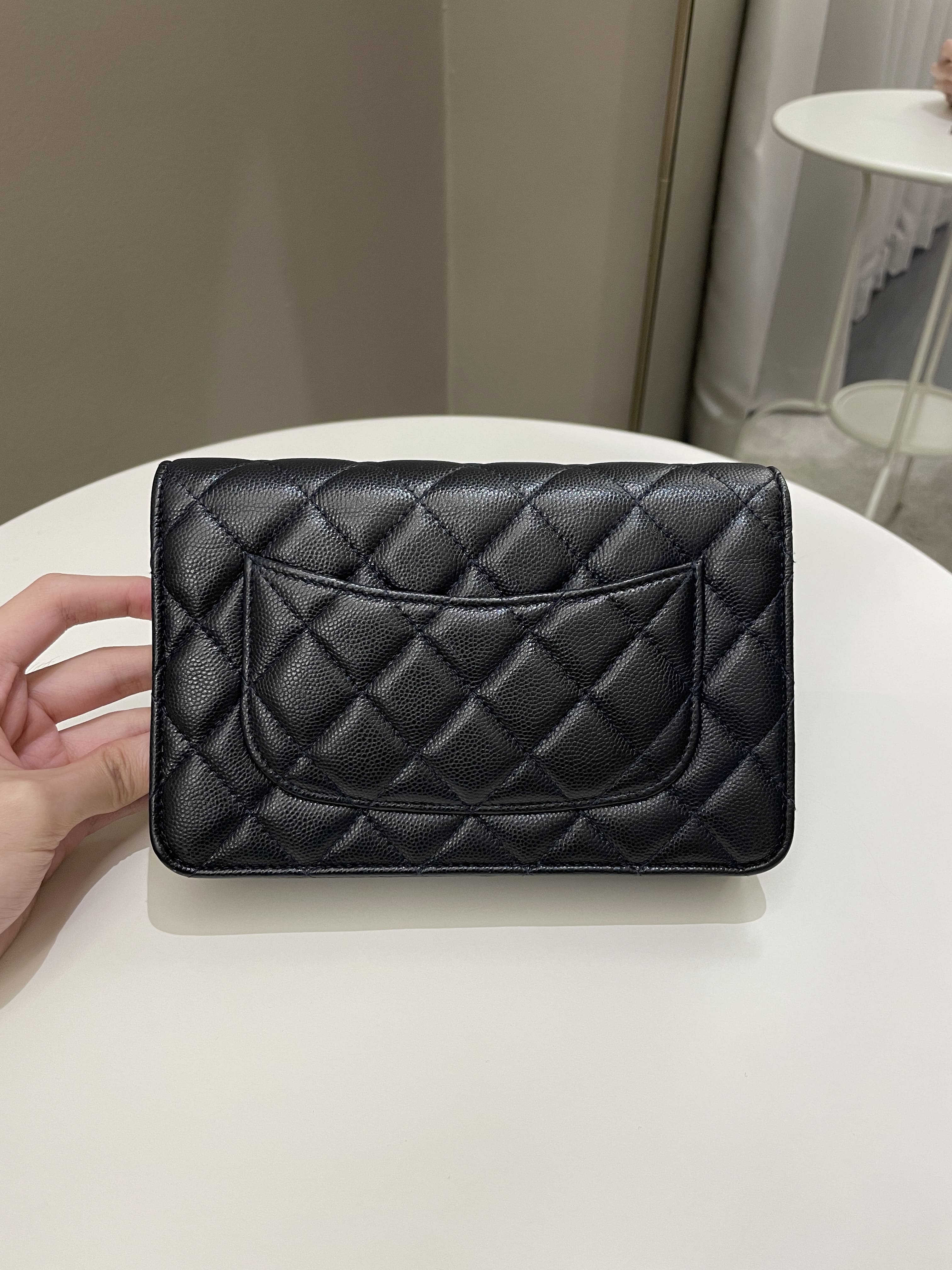 Chanel Classic Quilted Wallet on Chain Midnight Blue Caviar