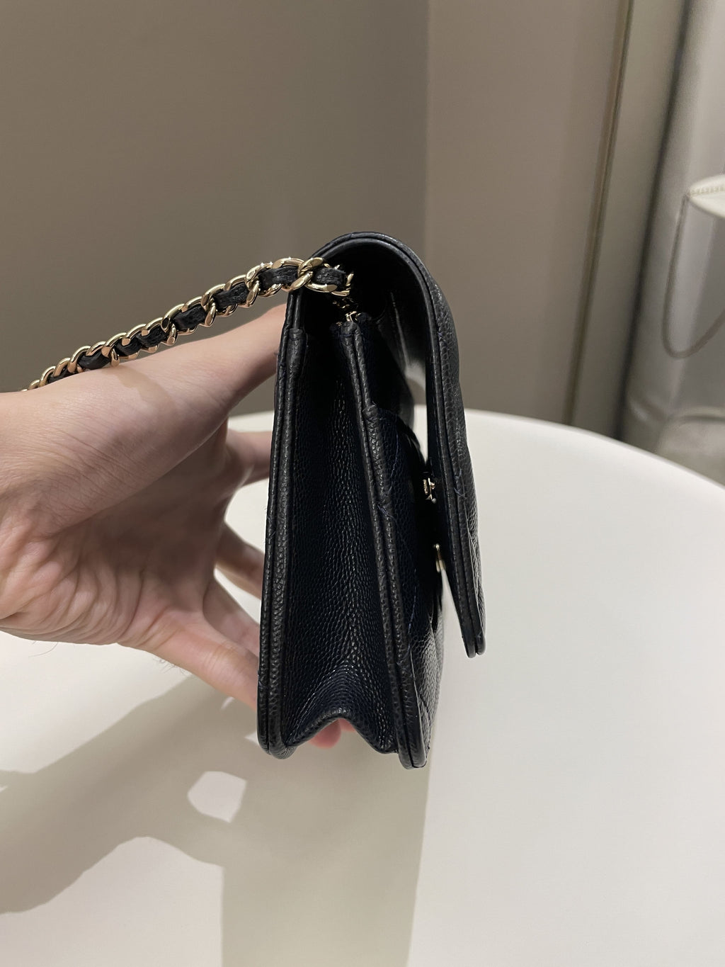 Chanel Classic Quilted Wallet on Chain Midnight Blue Caviar