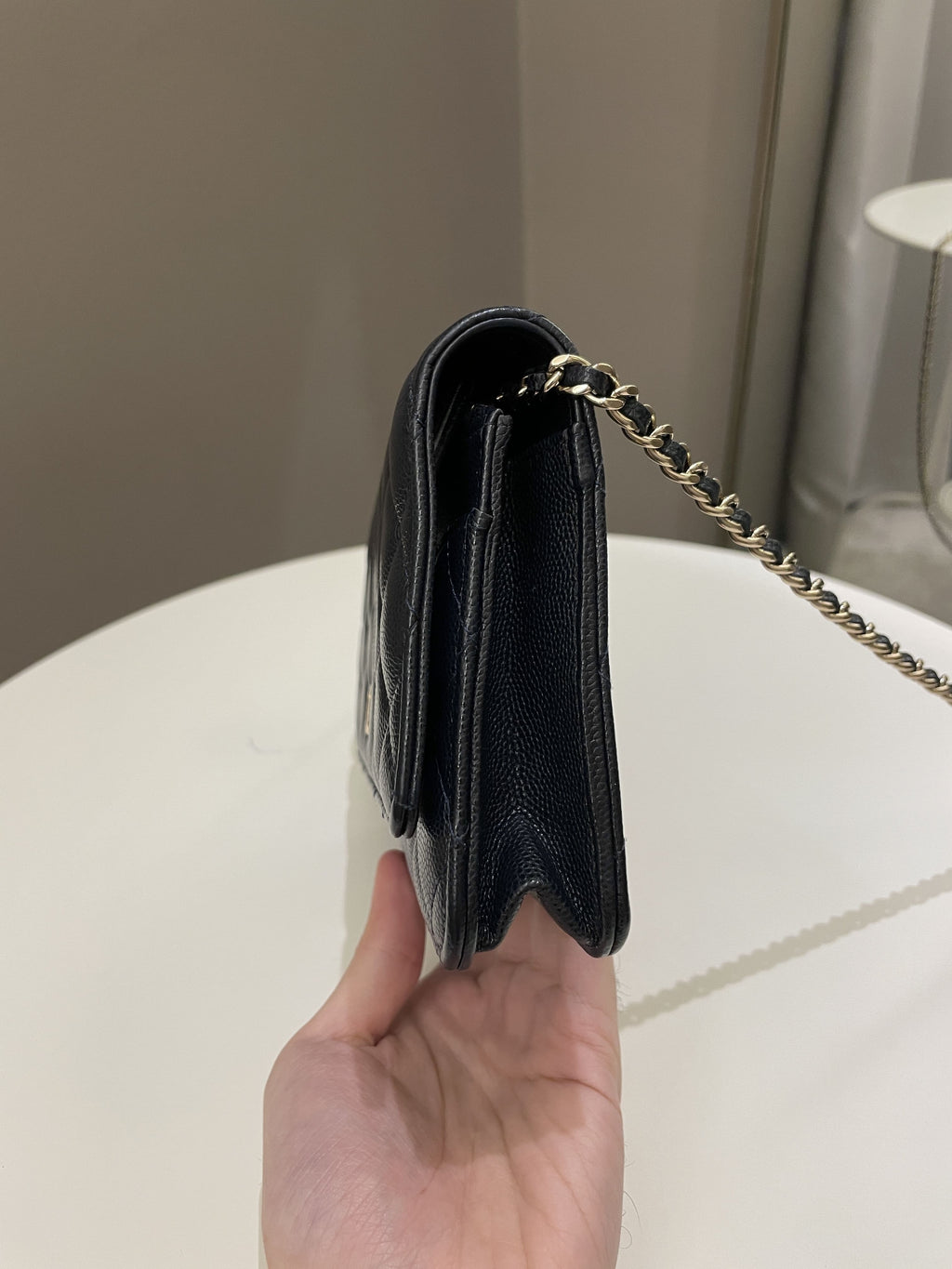 Chanel Classic Quilted Wallet on Chain Midnight Blue Caviar