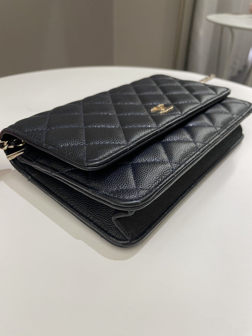 Chanel Classic Quilted Wallet on Chain Midnight Blue Caviar