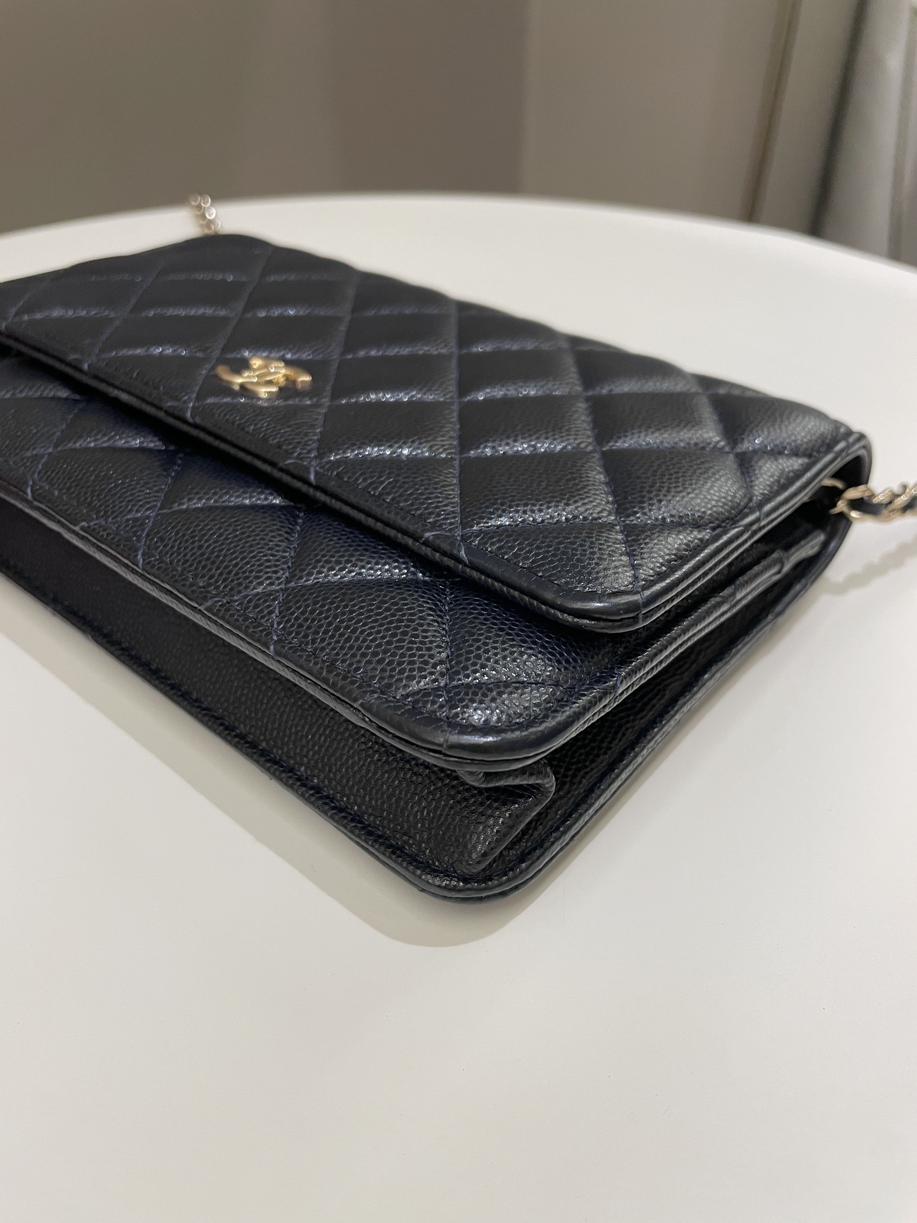 Chanel Classic Quilted Wallet on Chain Midnight Blue Caviar