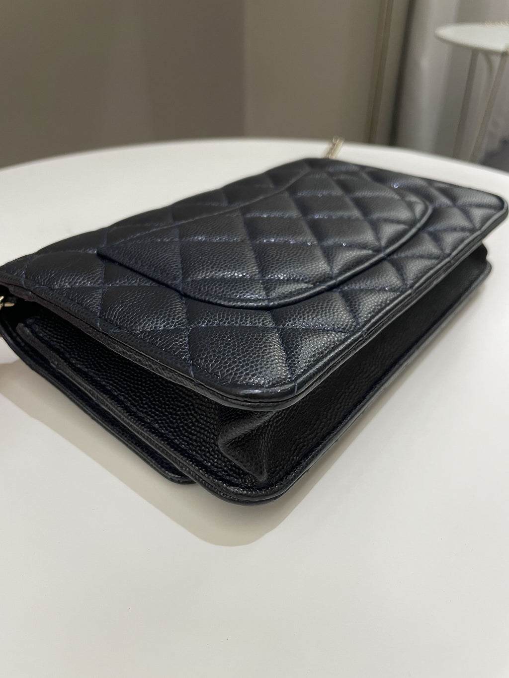 Chanel Classic Quilted Wallet on Chain Midnight Blue Caviar