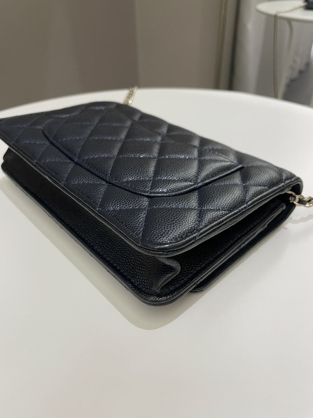 Chanel Classic Quilted Wallet on Chain Midnight Blue Caviar